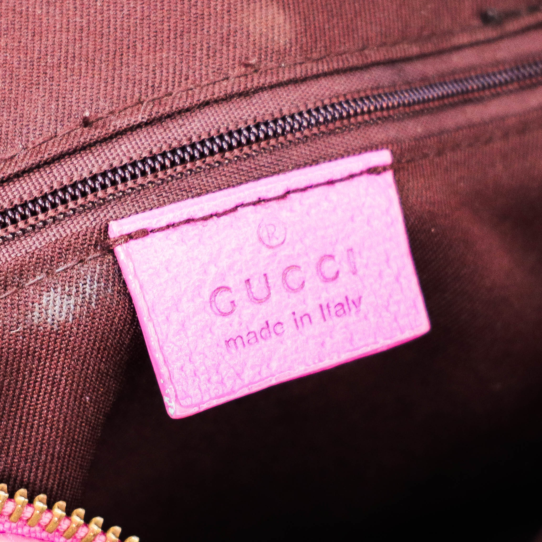 Gucci GG Canvas 130942 Handbag Brown Canvas Pink Leather Trim