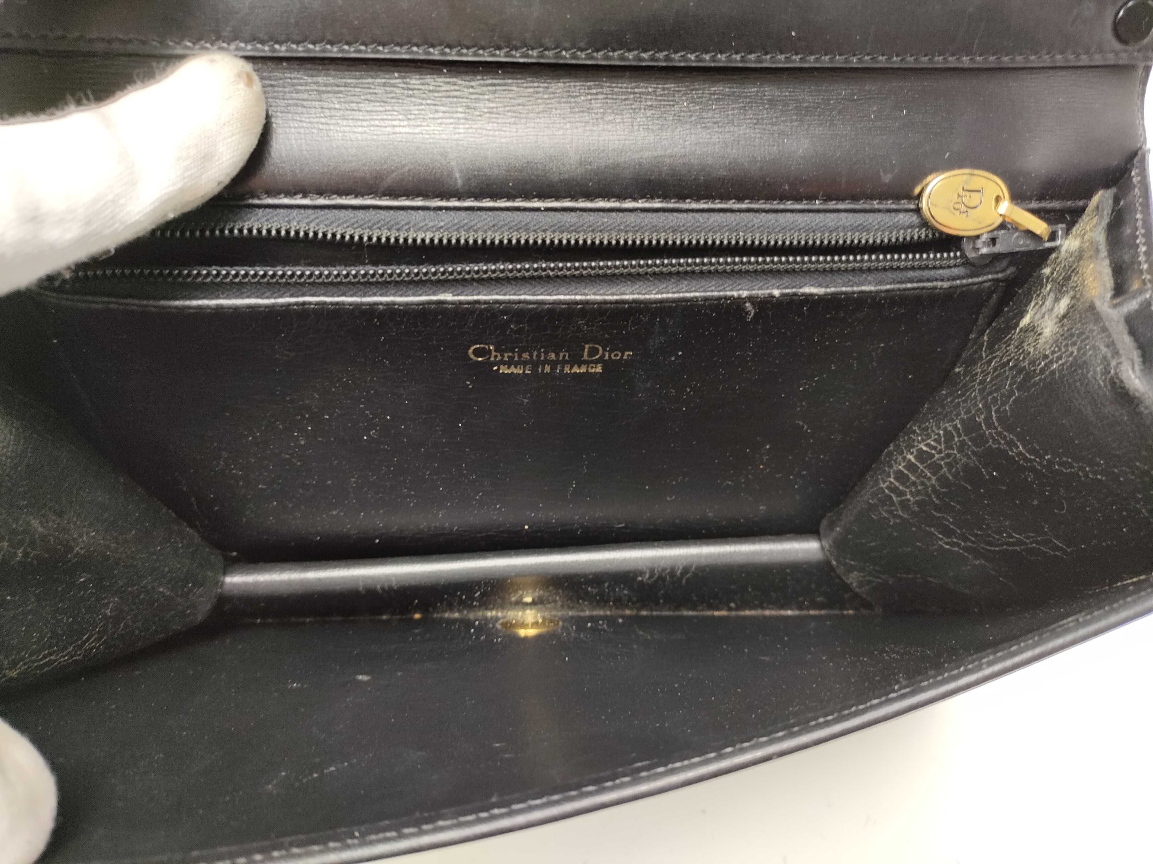 Christian Dior Vintage Black Leather Shoulder Bag