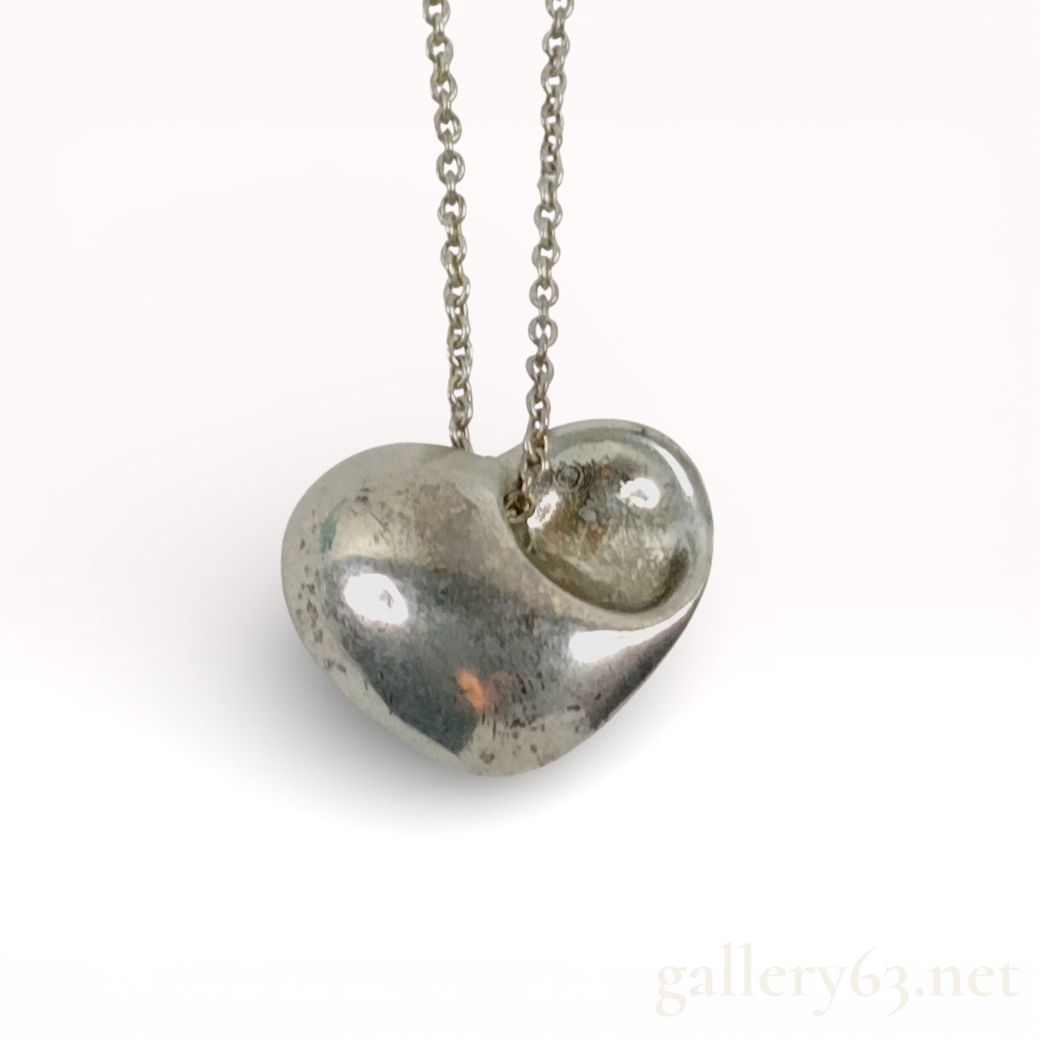 925 Sterling Silver Tiffany Elsa Peretti Folded Heart Pendant 15 inch.