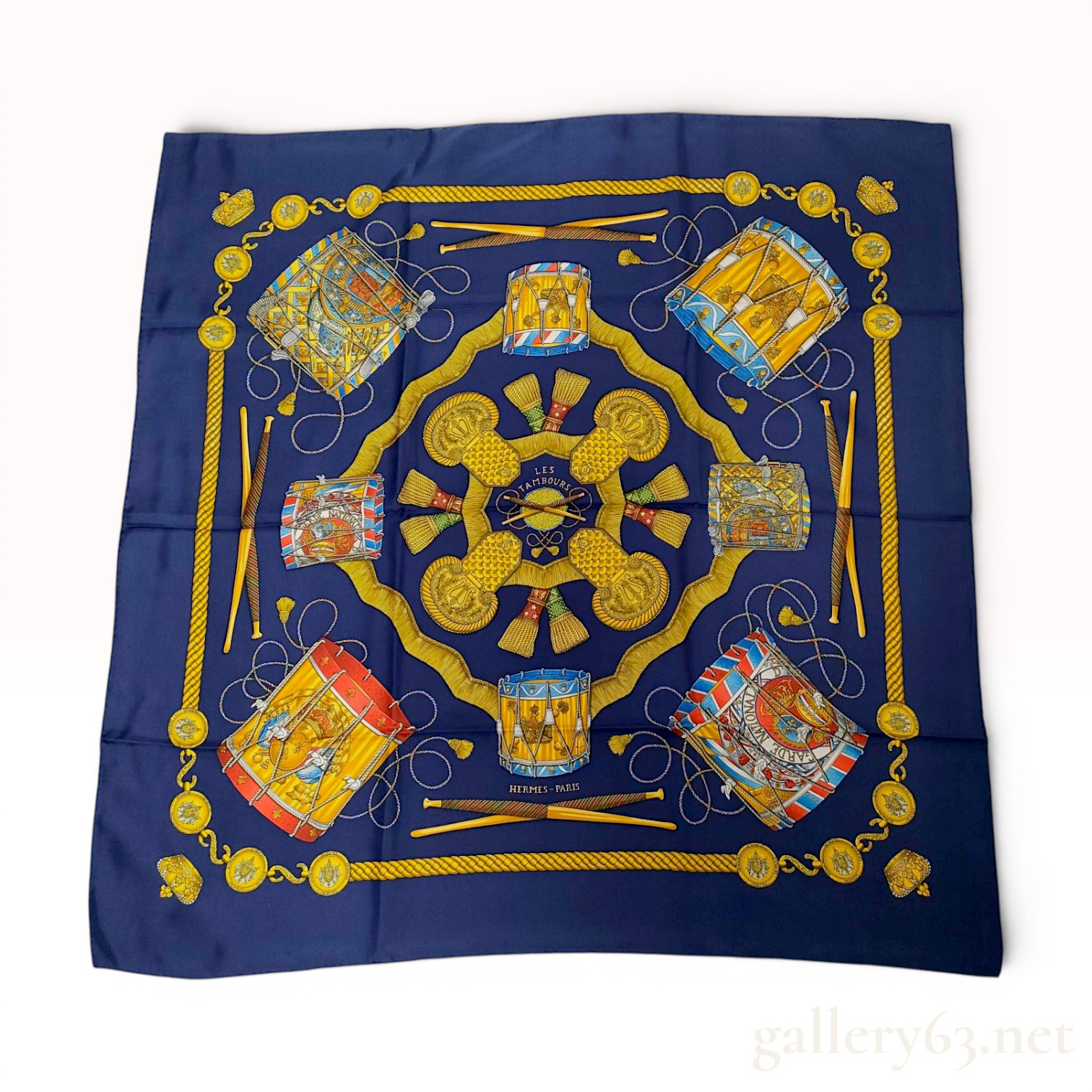 Hermes Les Tambours Silk Scarf