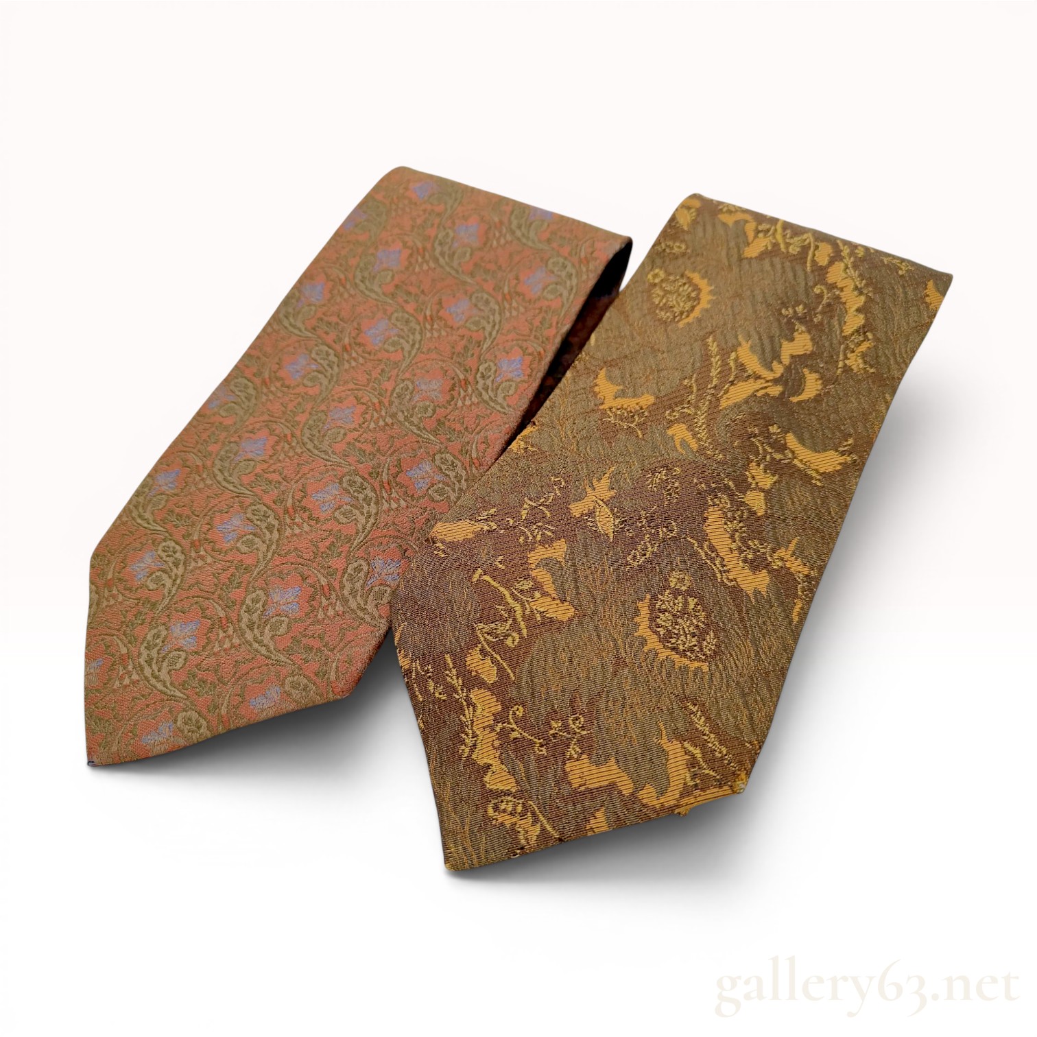 Two Men's Silk Jacquard Neckties with Italian Fabric and Japanese Tailoring