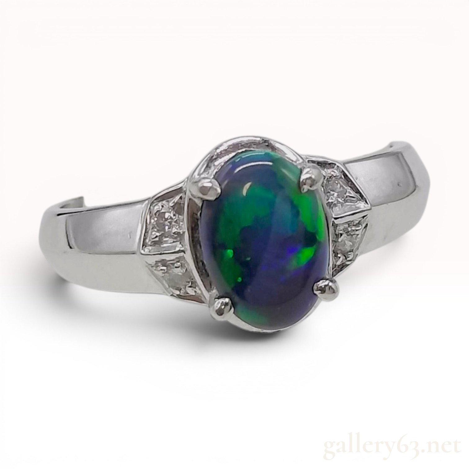 Platinum Black Opal and Diamond Dress Ring