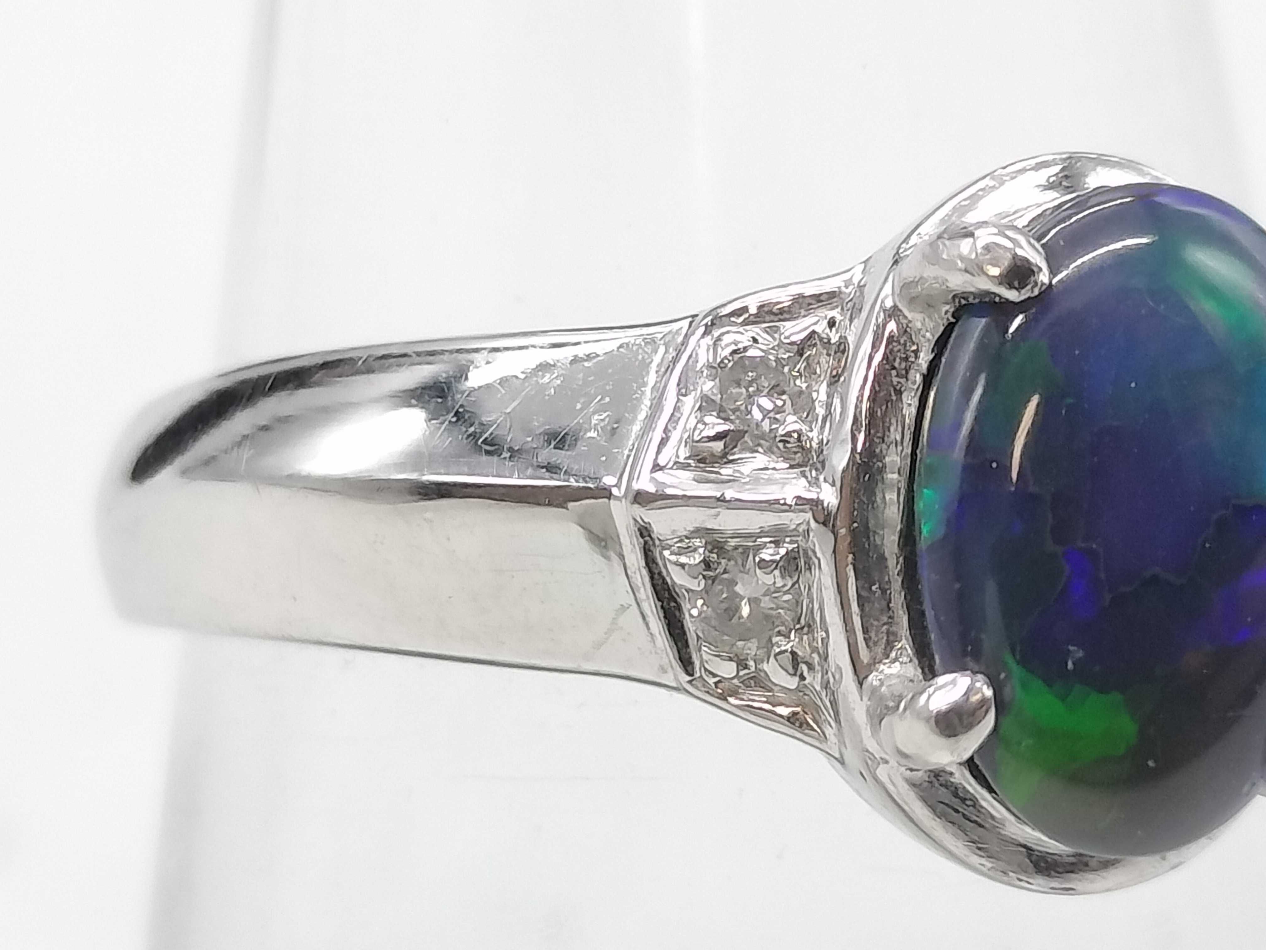 Platinum Black Opal and Diamond Dress Ring
