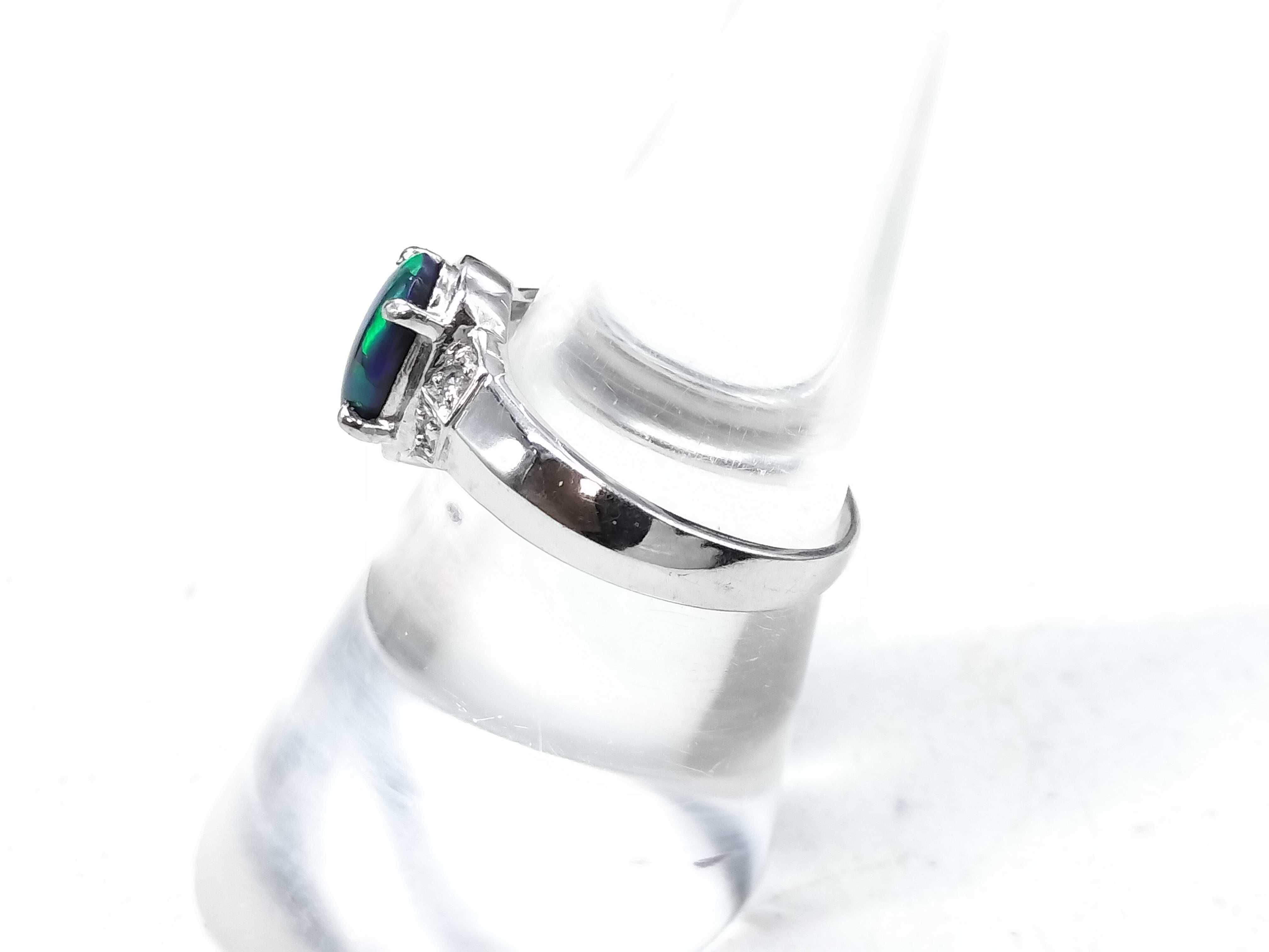 Platinum Black Opal and Diamond Dress Ring