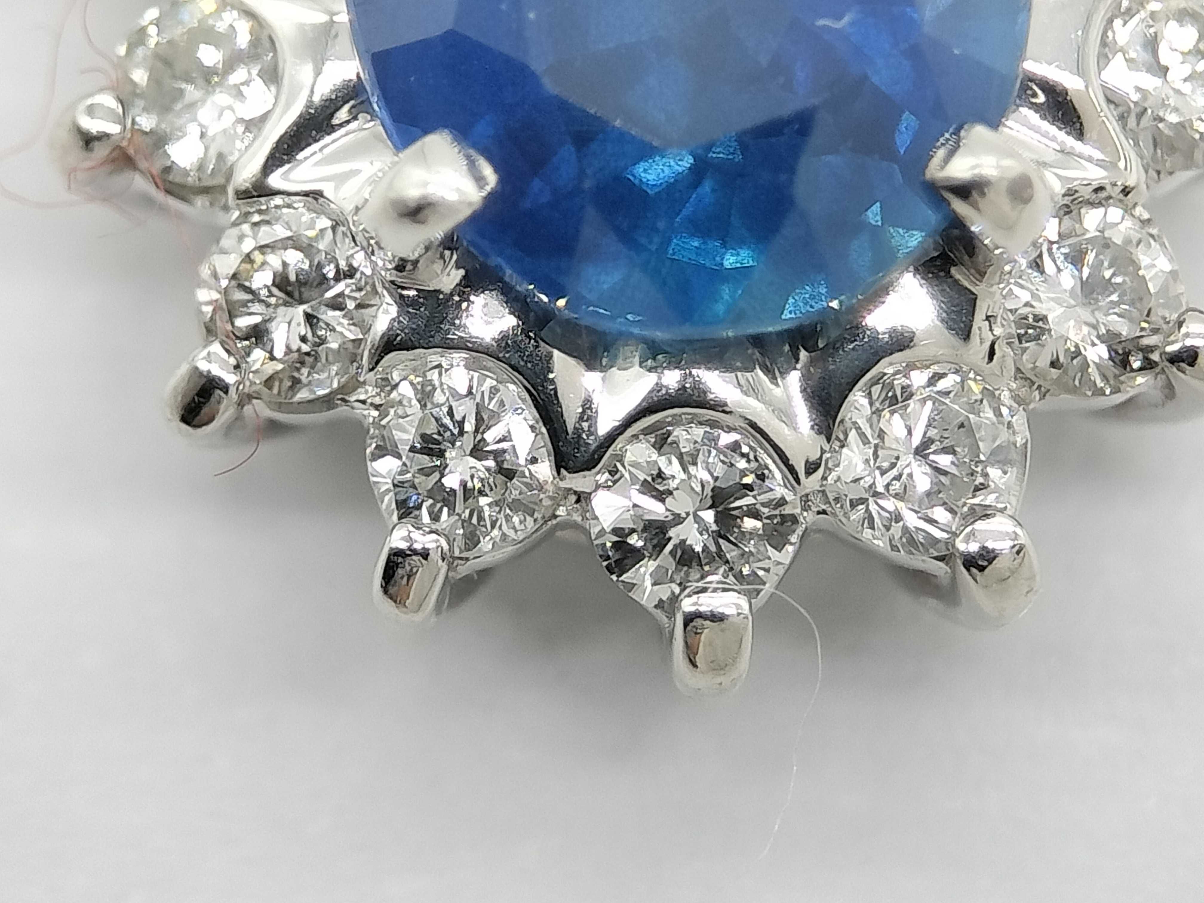 Platinum Sapphire and Diamond Halo Pendant