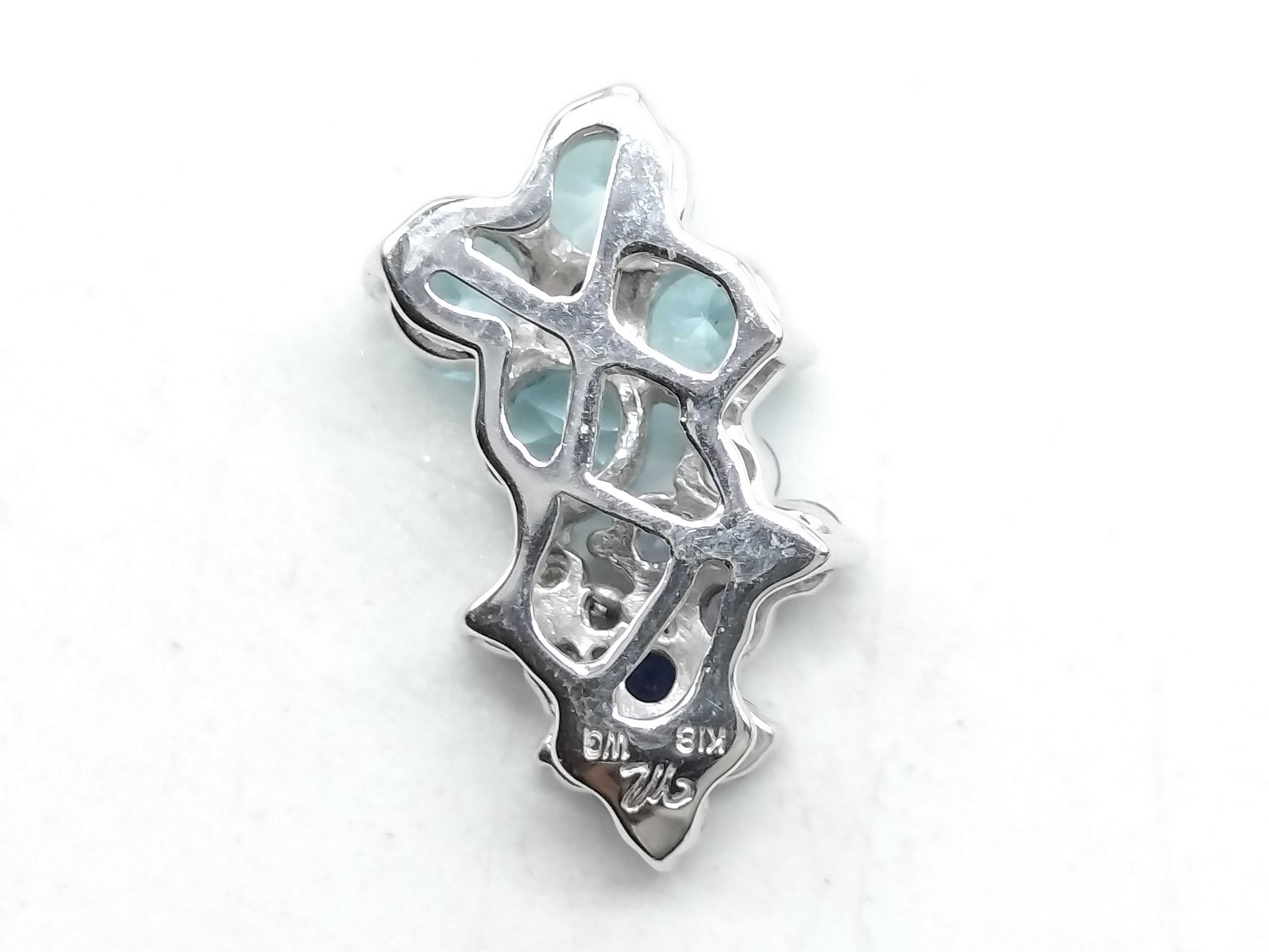 18K White Gold Apatite Diamond and Multi-Gemstone Floral Cluster Pendant