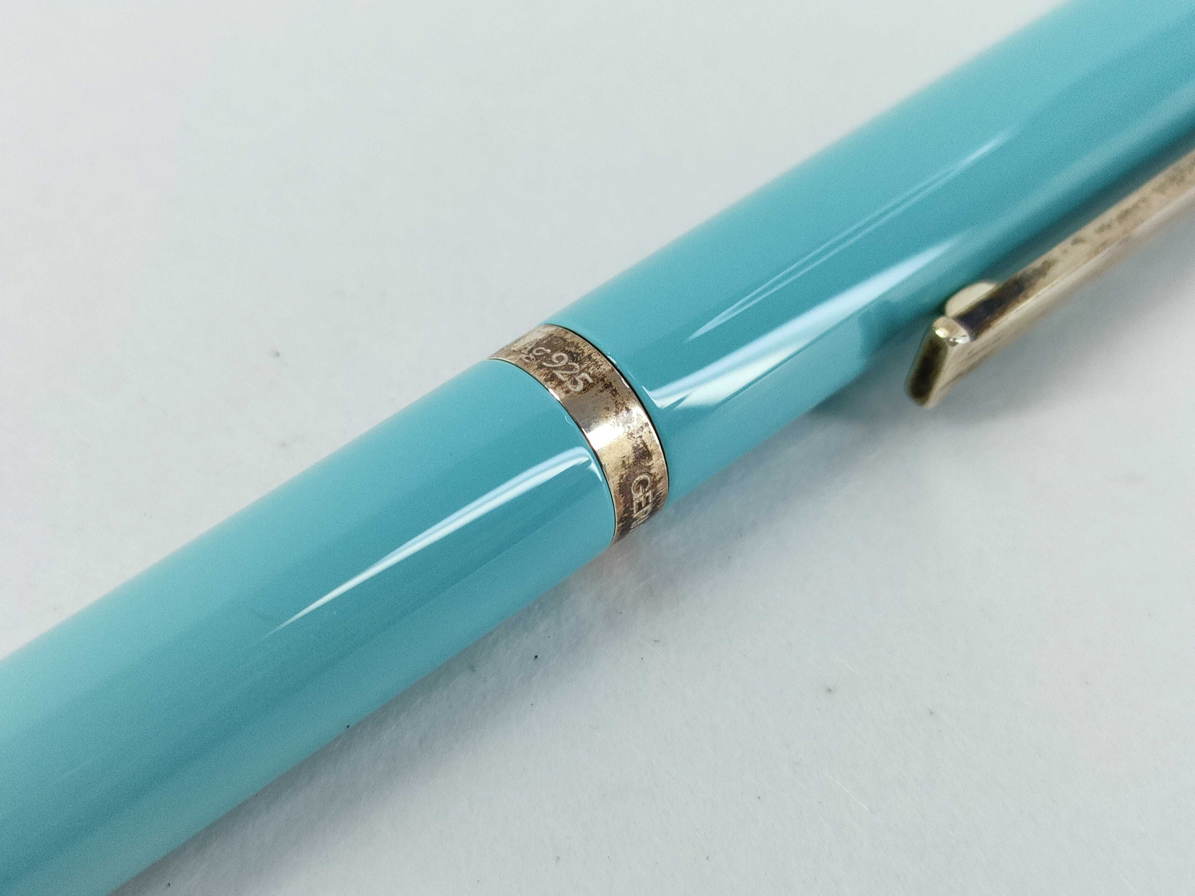 Tiffany & Co. Sterling Silver and Tiffany Blue Lacquer Ballpoint Pen