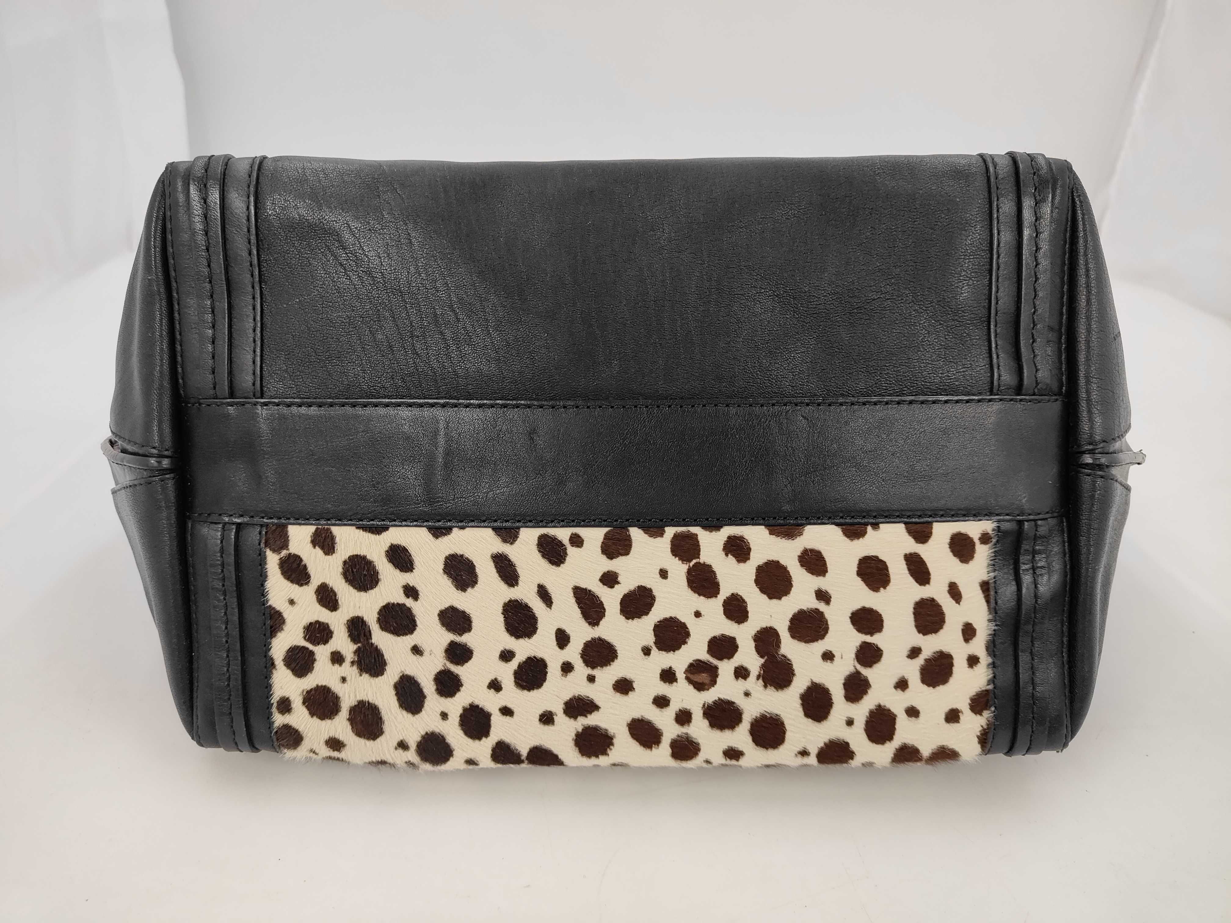 Chloe Alison Leopard Print Calf Hair and Black Leather Tote Bag