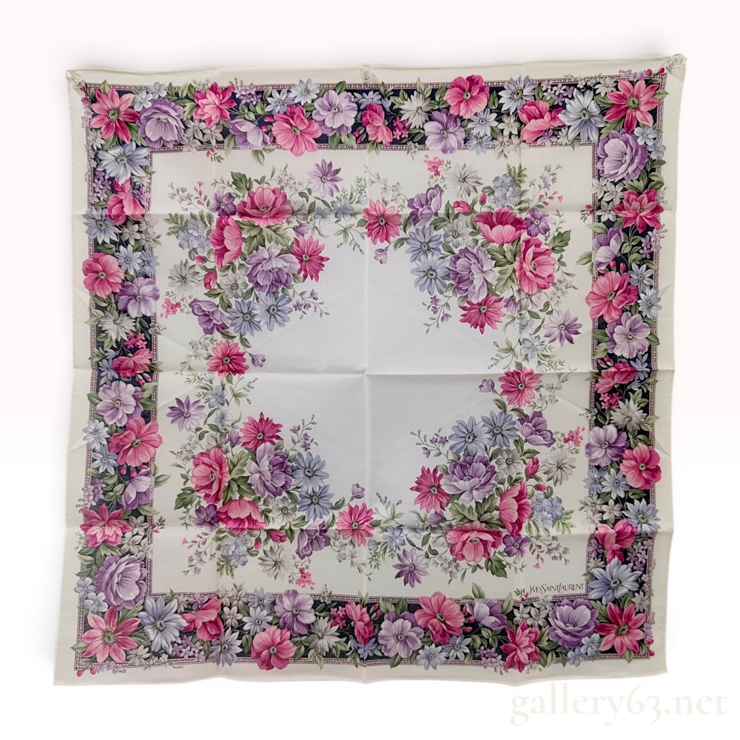 Yves Saint Laurent Floral Print Cotton Handkerchief