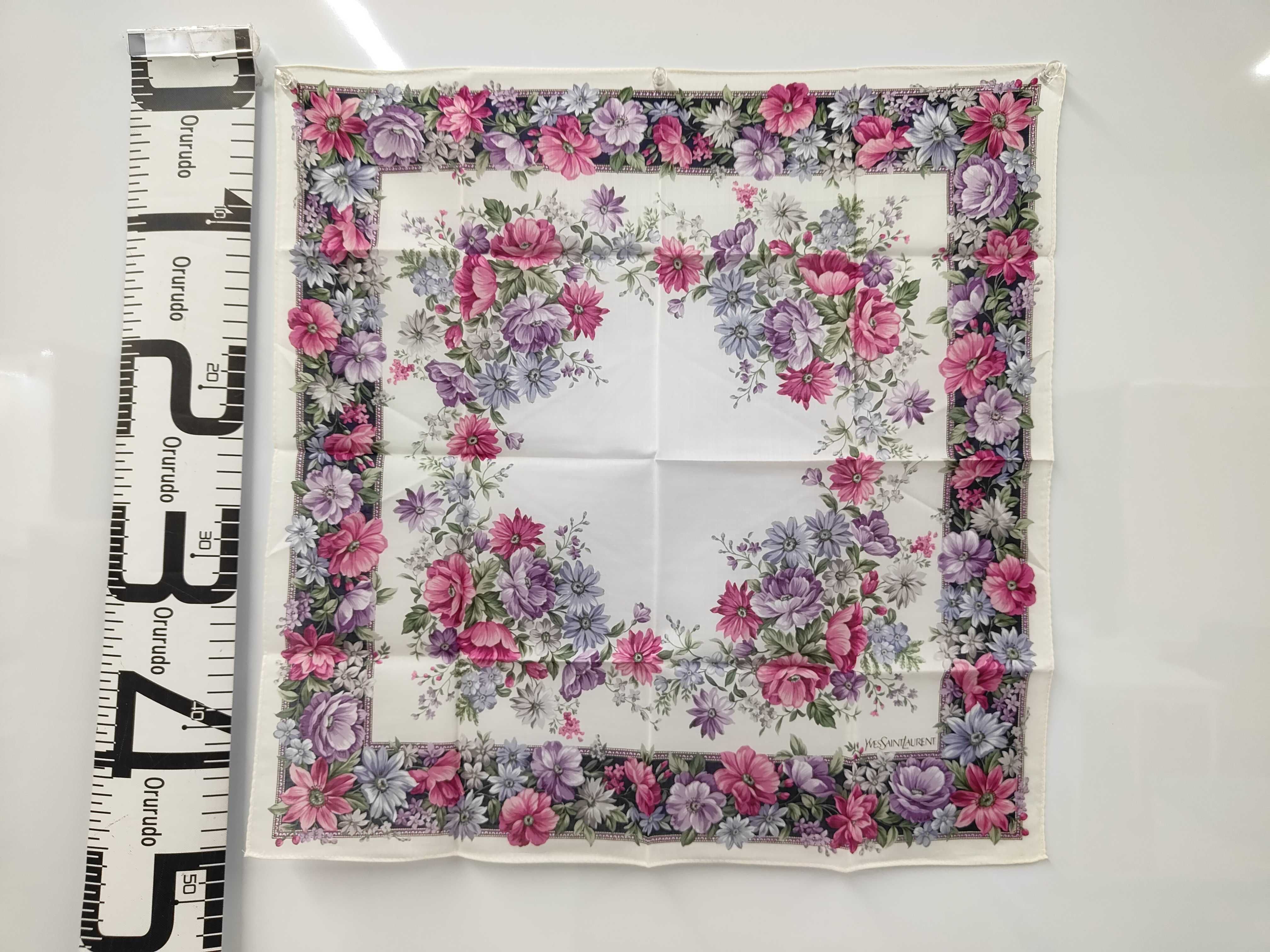 Yves Saint Laurent Floral Print Cotton Handkerchief