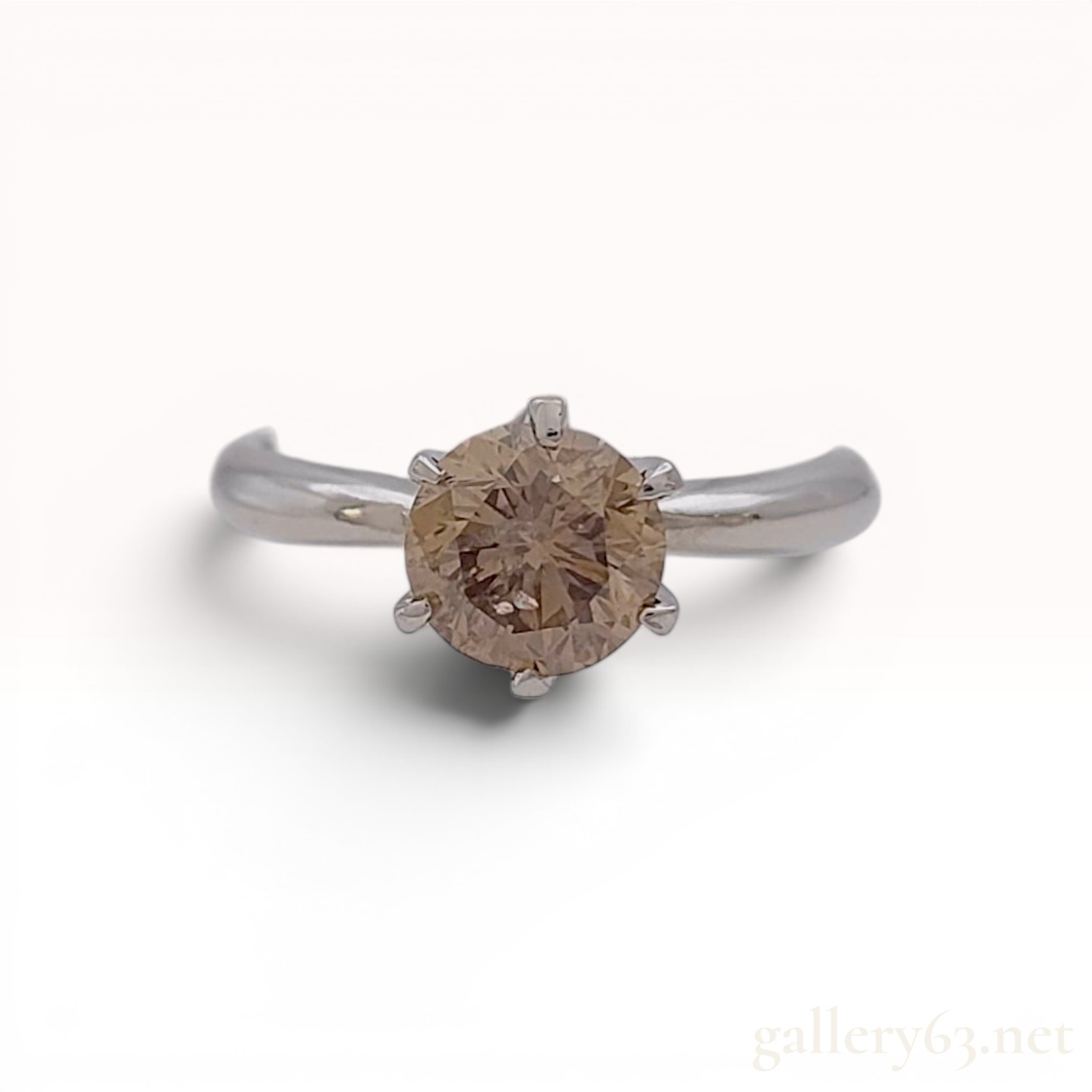 Platinum Solitaire Ring with 1.009 Carat Round Brilliant Cut Fancy Brown Diamond