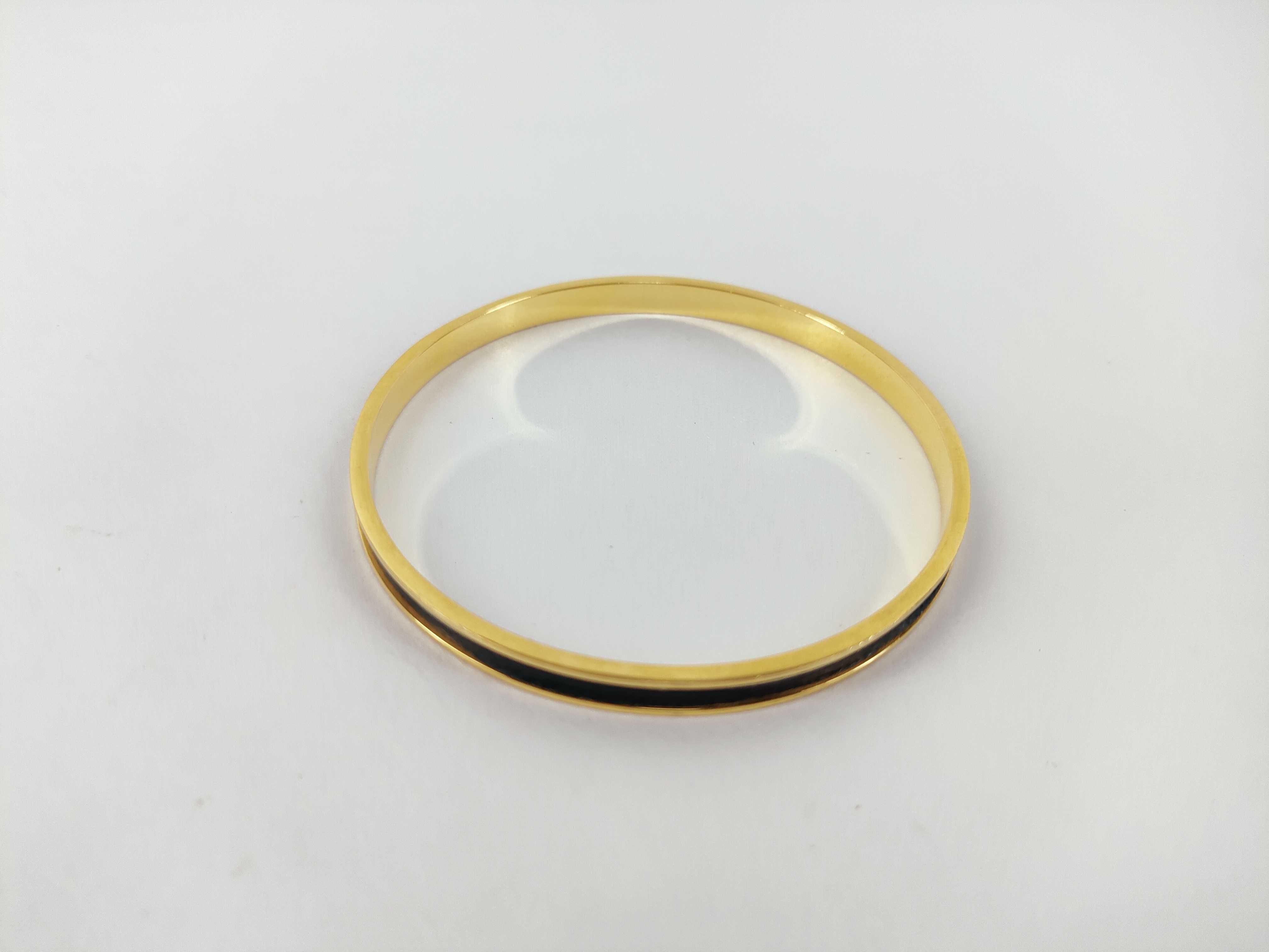 Loewe Gold-Tone and Black Leather Anagram Bangle Bracelet