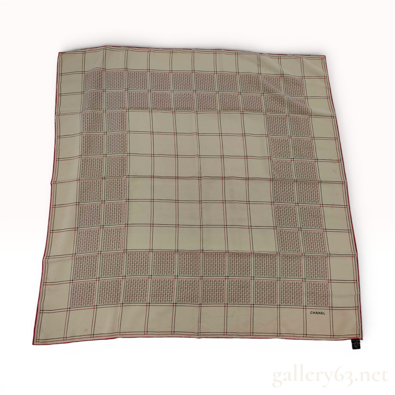 Chanel Vintage CC Logo Grid Pattern Silk Scarf