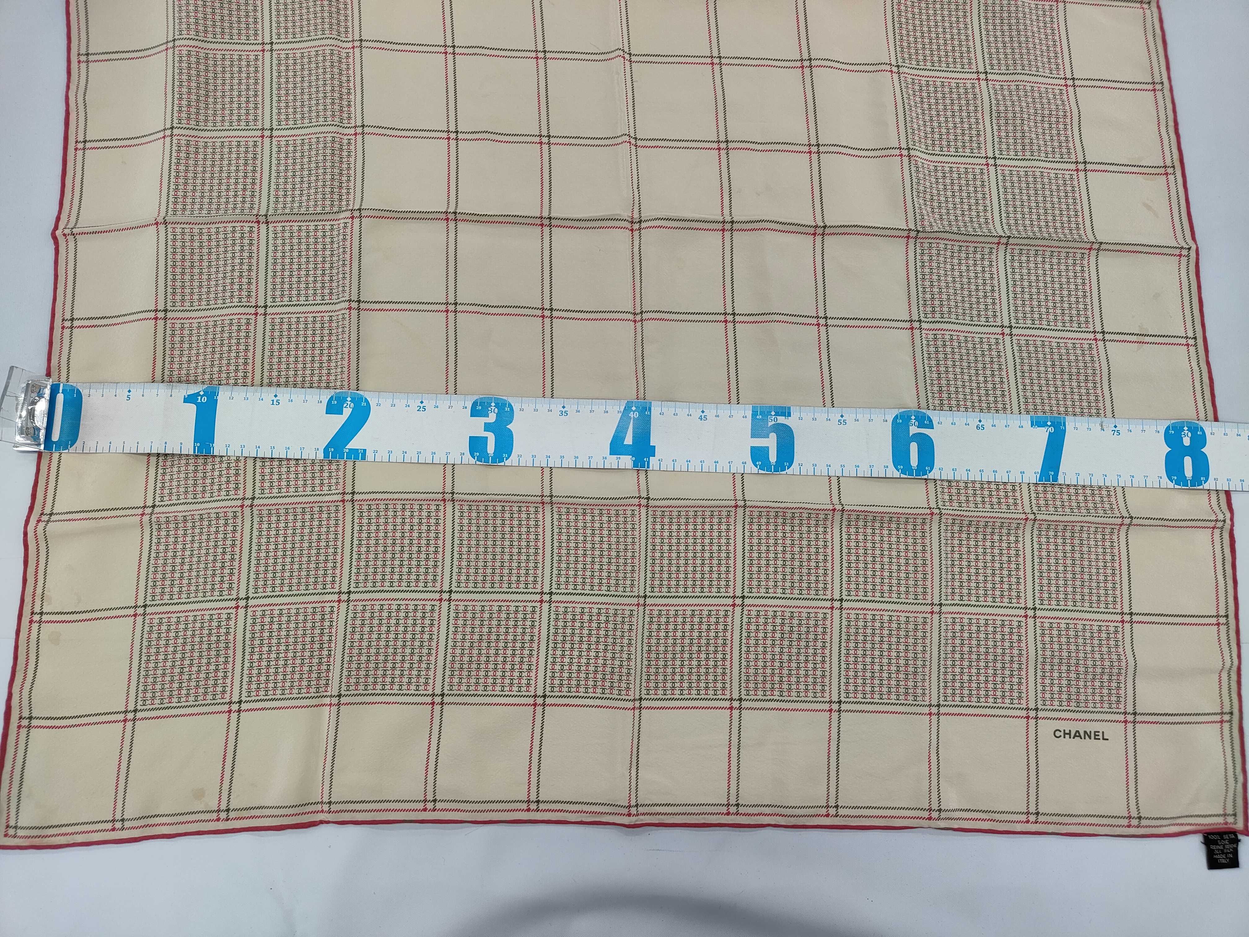 Chanel Vintage CC Logo Grid Pattern Silk Scarf