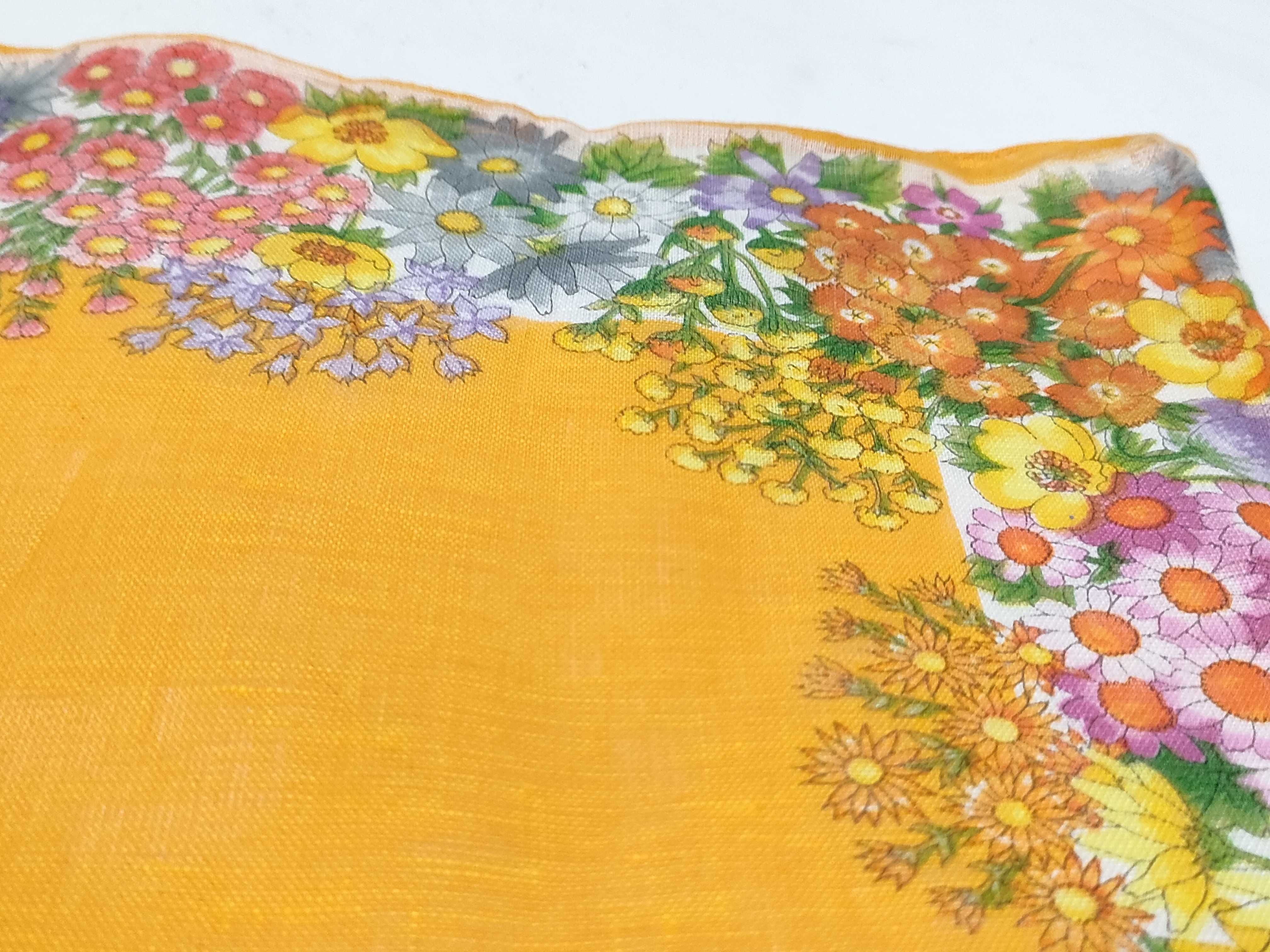 Vintage Gucci Flora Pattern Orange Linen Blend Scarf
