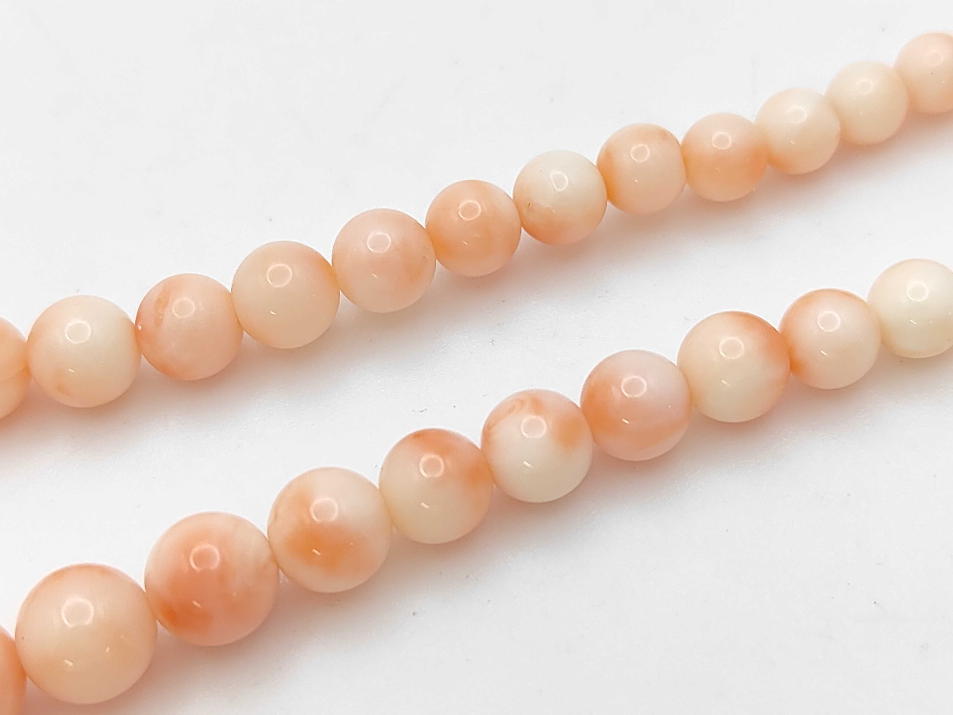 Graduated Antique Angel Skin Coral Bead Necklace with Filigree Clasp