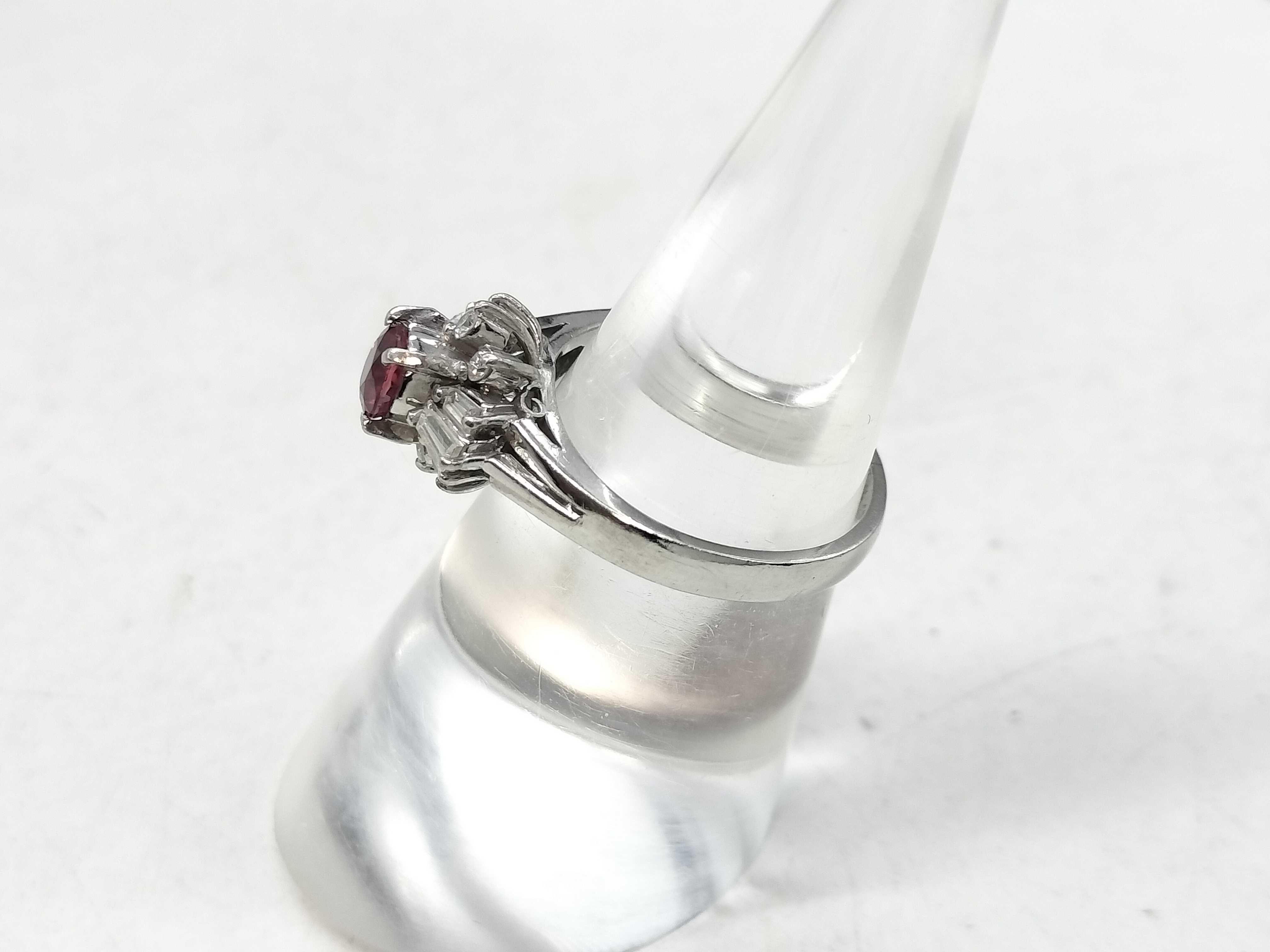 Platinum Ruby and Diamond Ballerina Style Cocktail Ring
