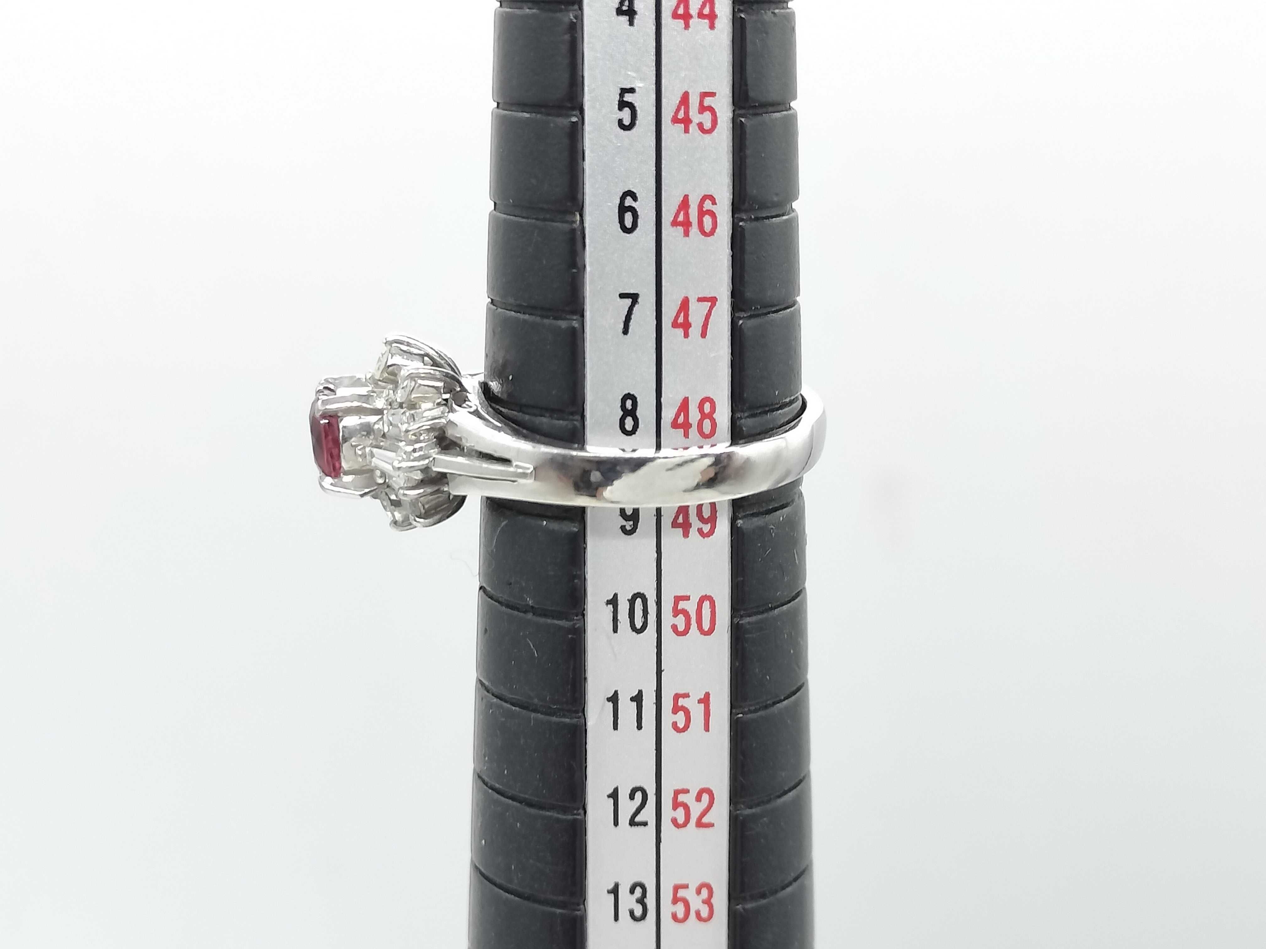 Platinum Ruby and Diamond Ballerina Style Cocktail Ring