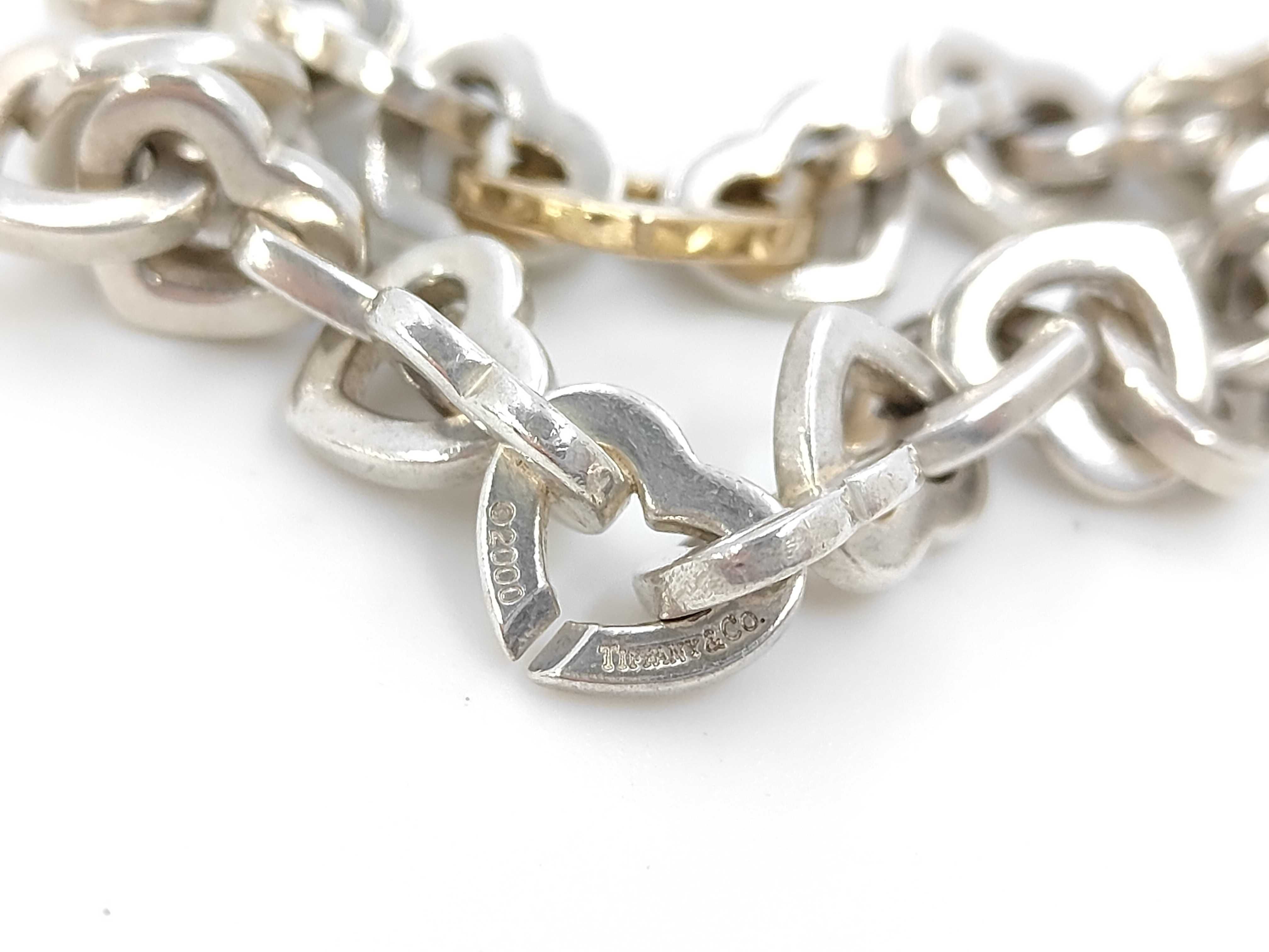 Tiffany & Co. Sterling Silver and 18K Yellow Gold Heart Link Bracelet