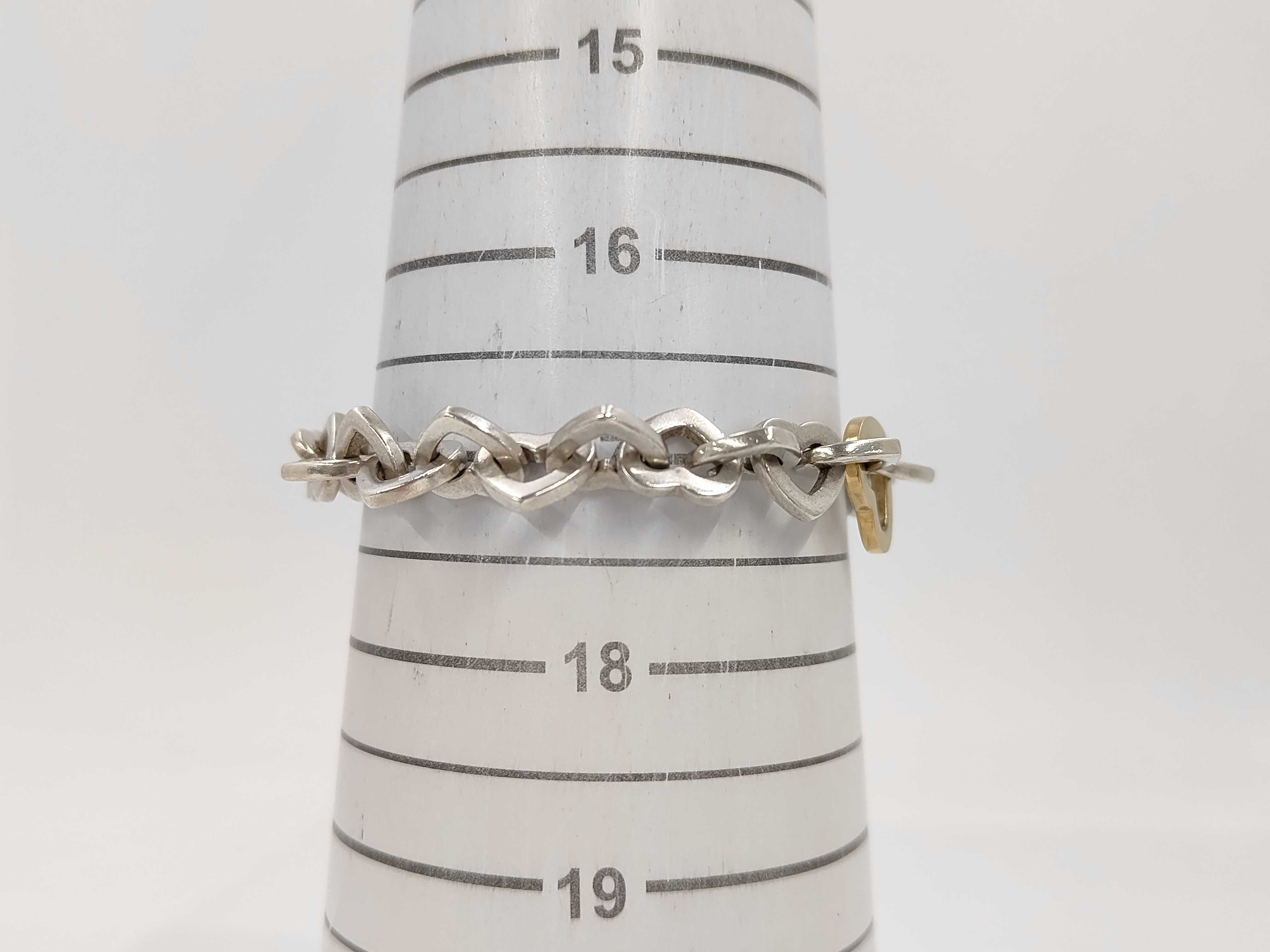 Tiffany & Co. Sterling Silver and 18K Yellow Gold Heart Link Bracelet