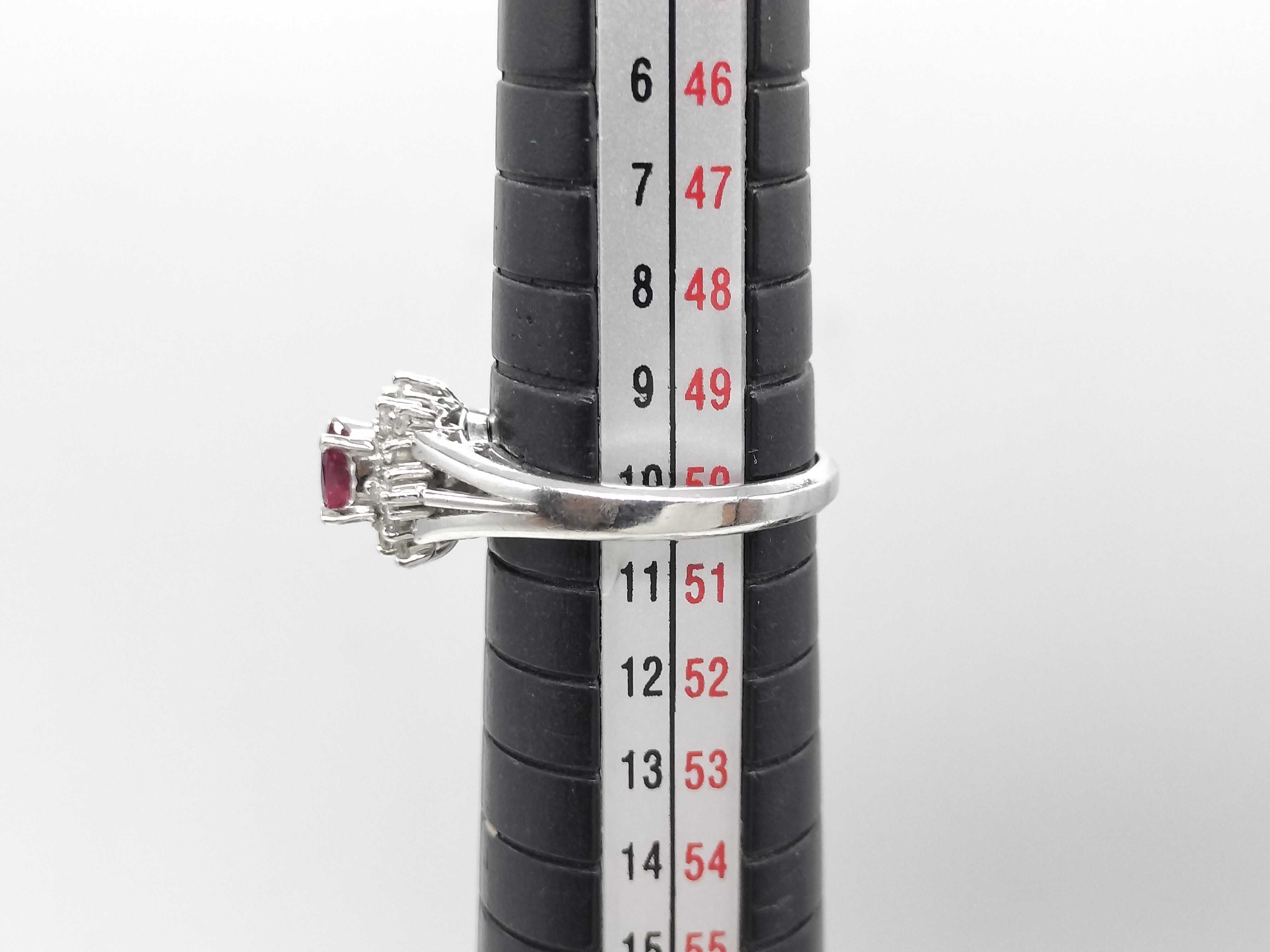 Ruby and Diamond Platinum Cluster Cocktail Ring