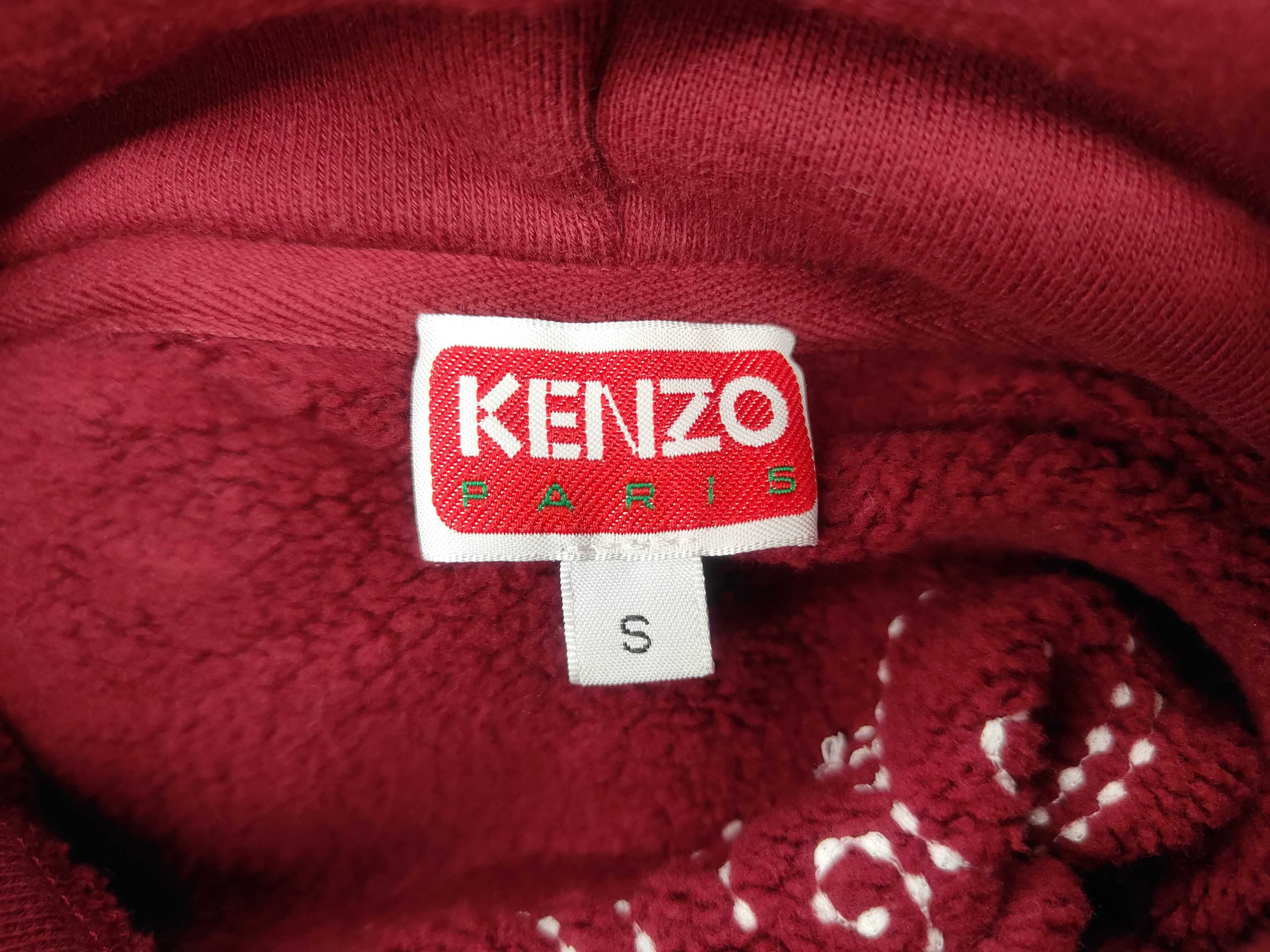 Kenzo Paris Cotton Tiger Motif Pullover Hoodie, Burgundy, Size S