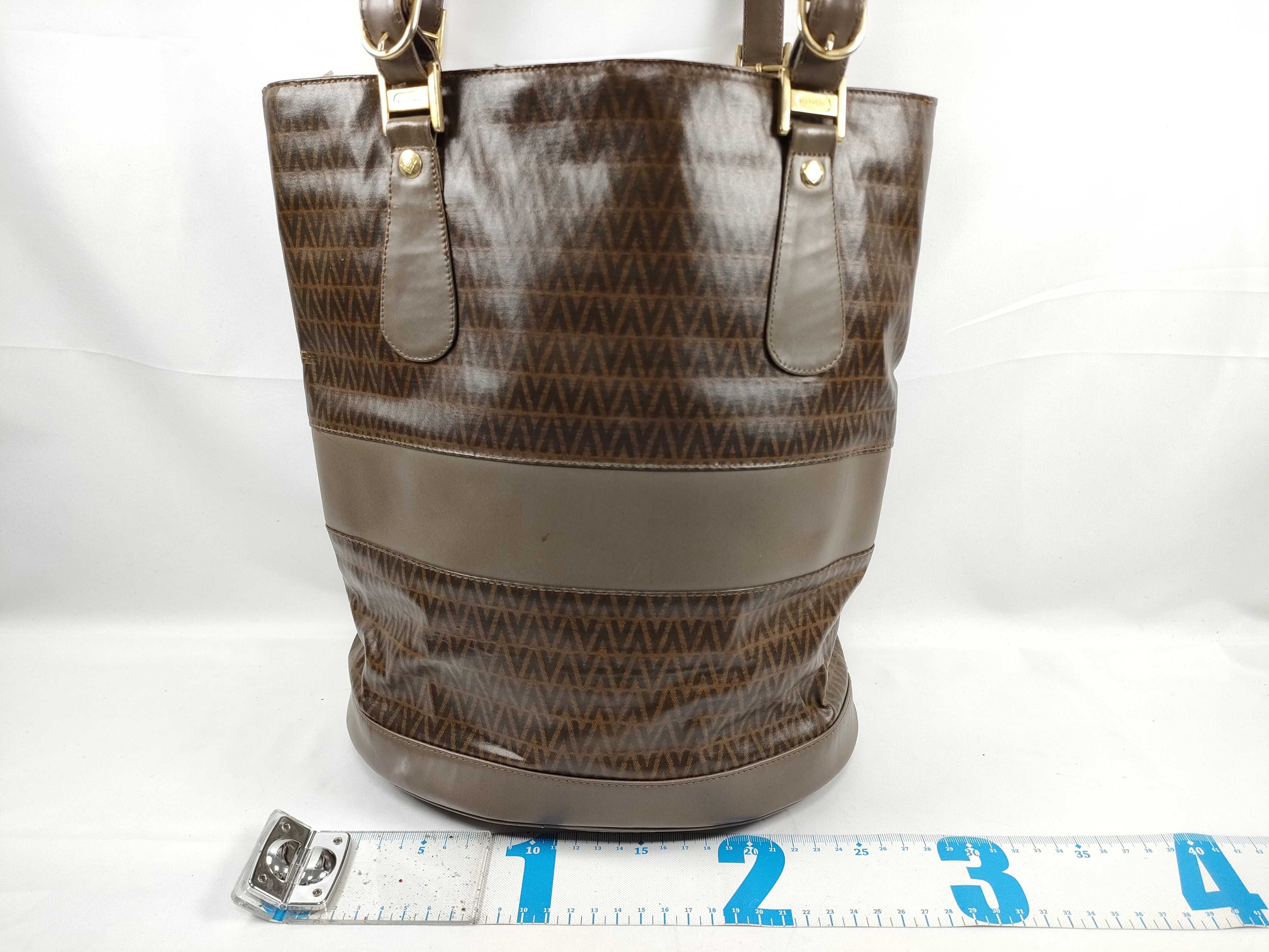 Vintage Mario Valentino Monogram Coated Canvas Bucket Tote Bag