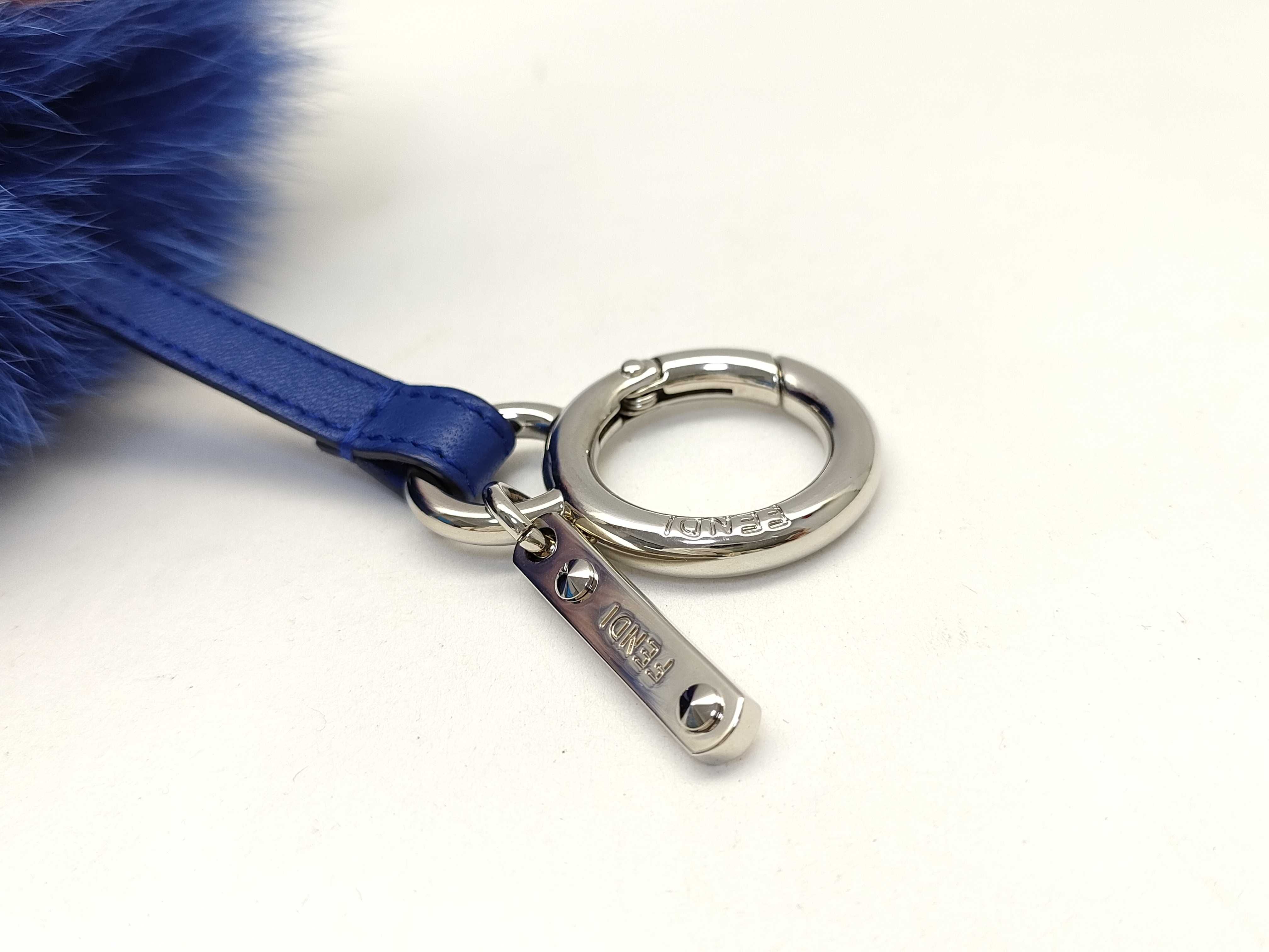 Fendi Blue and Pink Fur Pom-Pom Bag Charm
