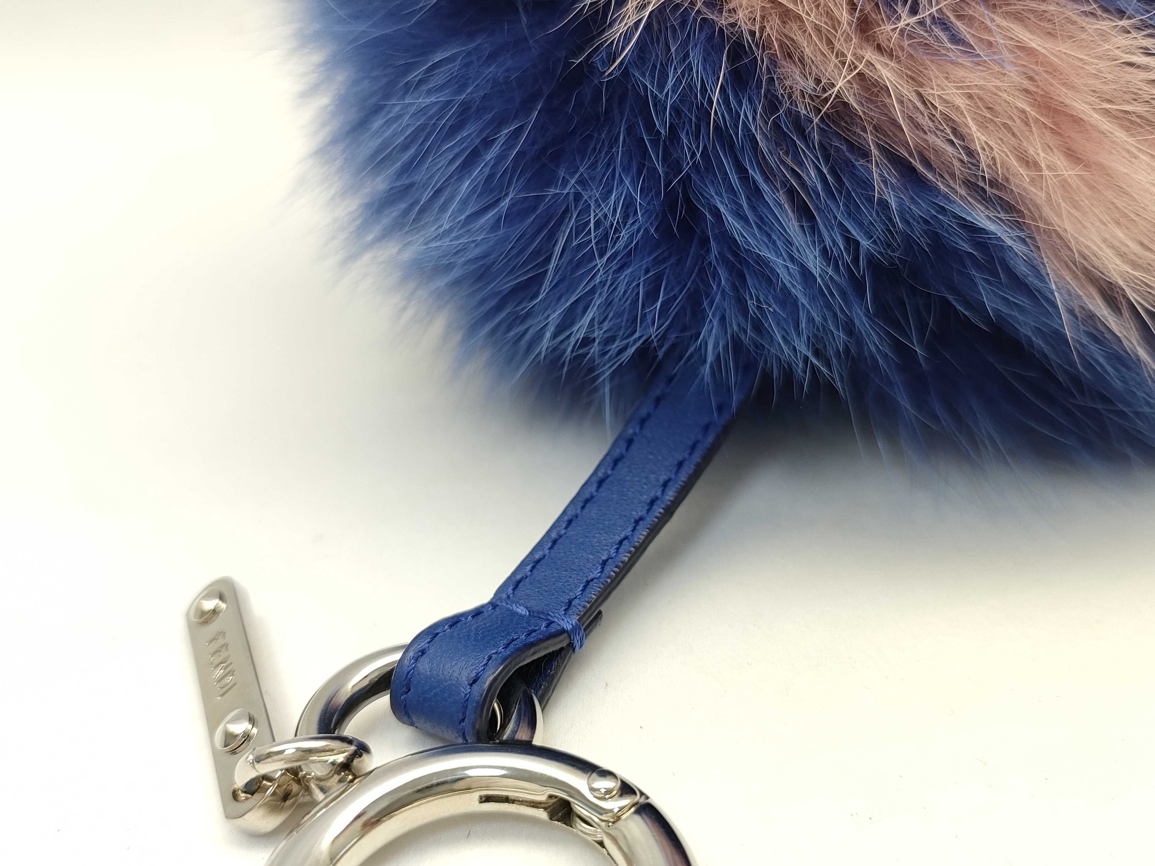 Fendi Blue and Pink Fur Pom-Pom Bag Charm