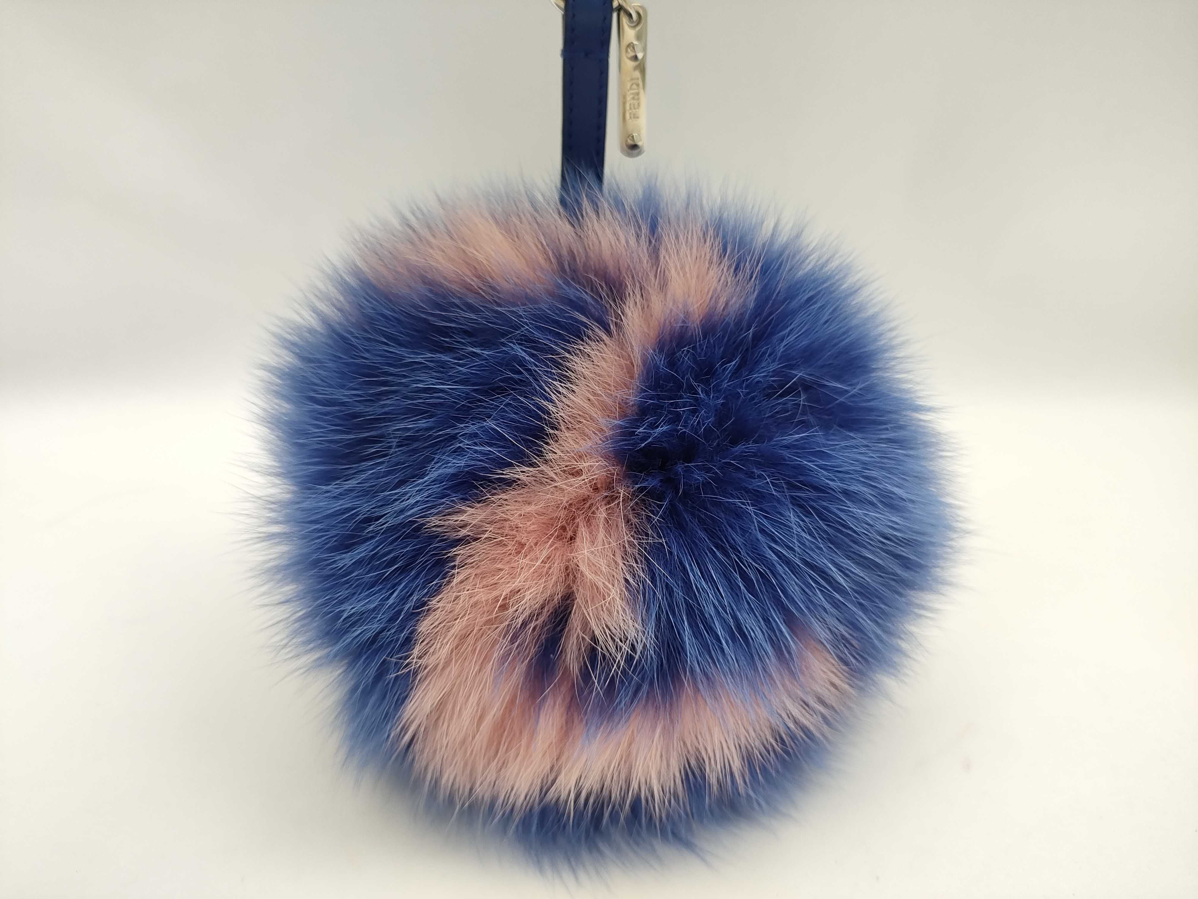 Fendi Blue and Pink Fur Pom-Pom Bag Charm