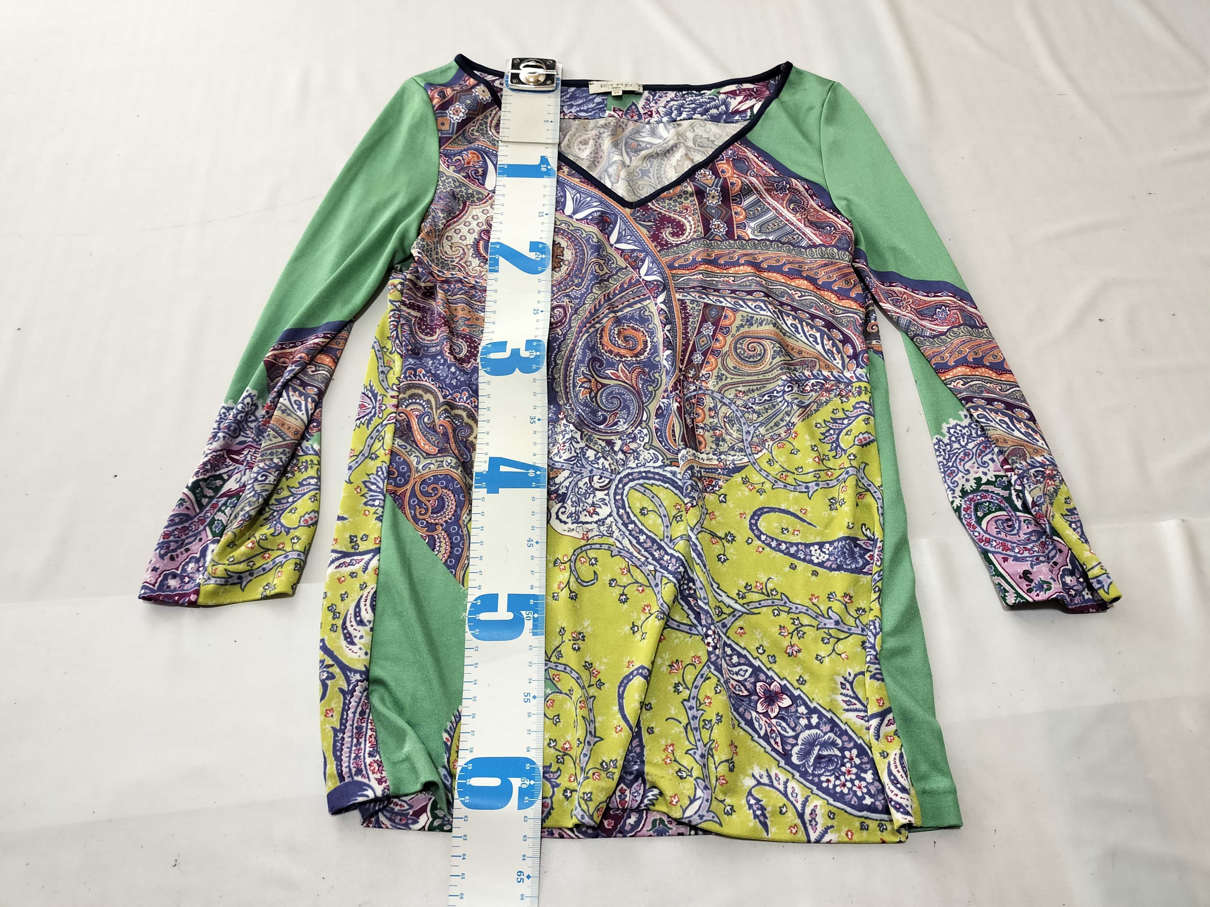 Etro Milano Paisley Print Long-Sleeved V-Neck Tunic Top