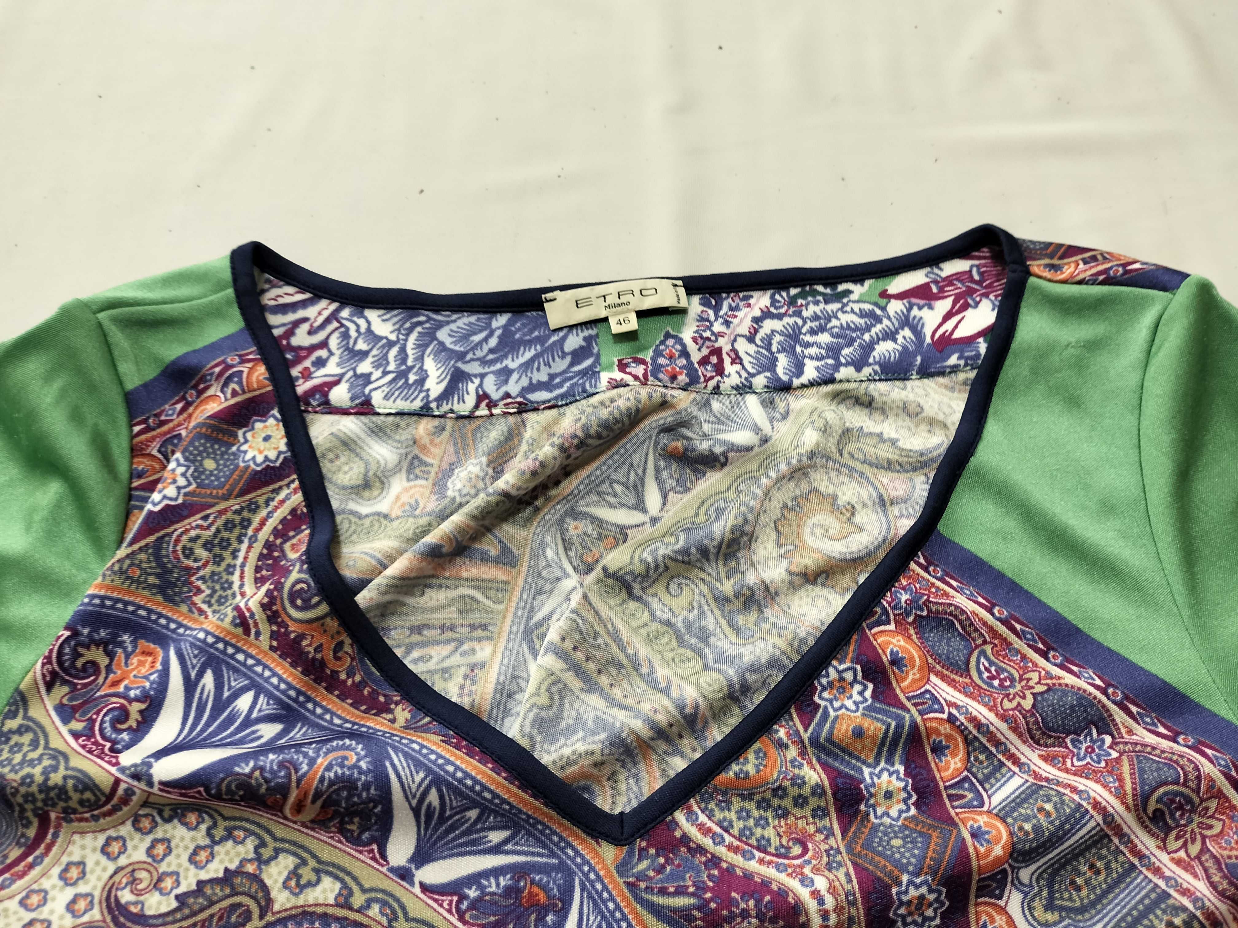 Etro Milano Paisley Print Long-Sleeved V-Neck Tunic Top