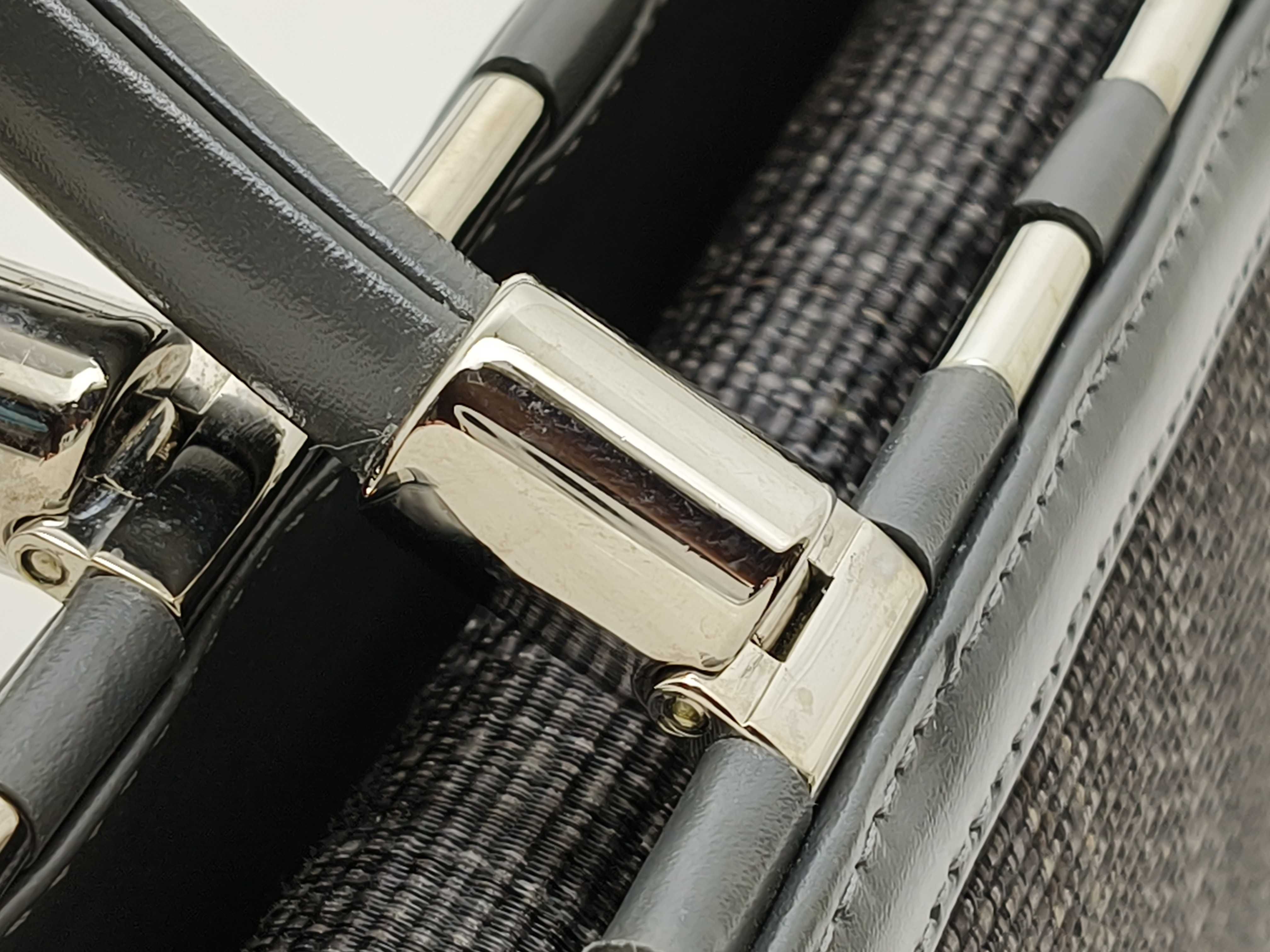 Comtesse Swagger Structured Gray Woven Horsehair and Leather Top Handle Bag