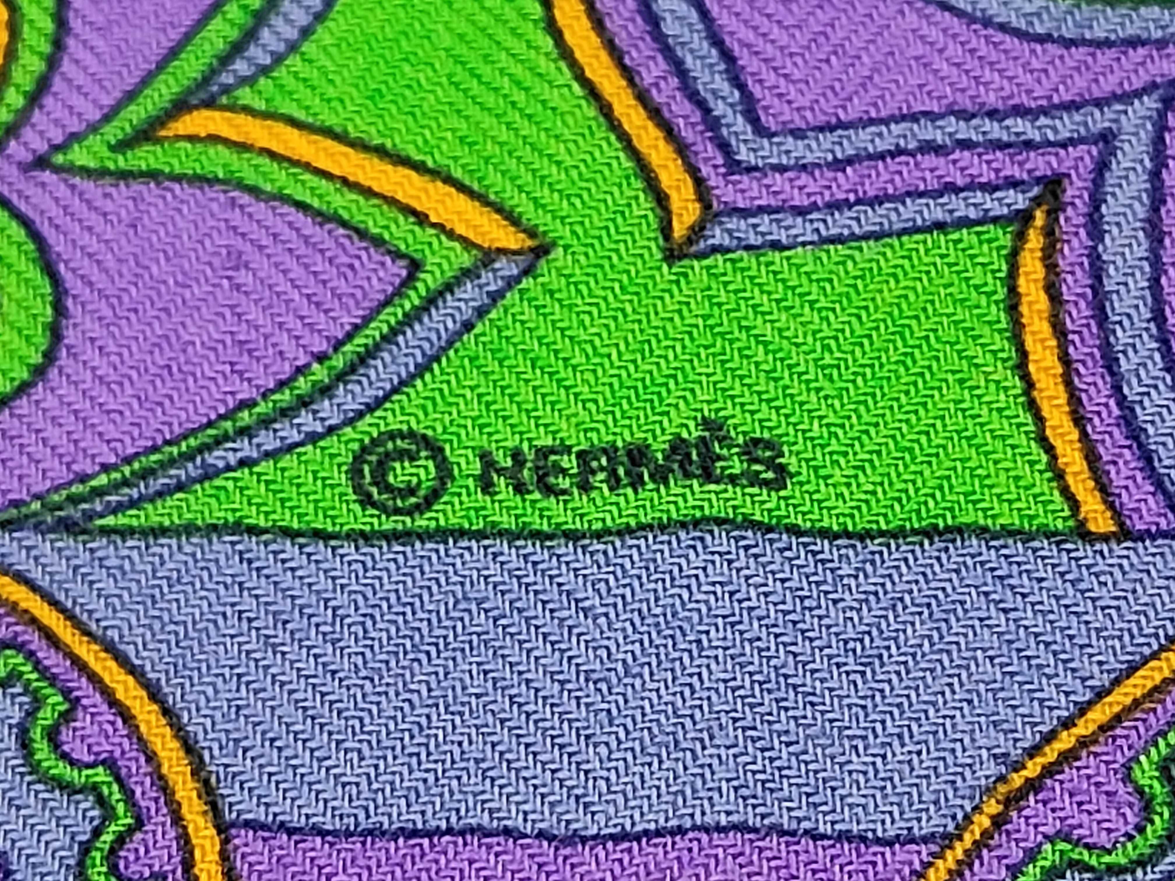 Hermes "Fleurs & Feuilles" Cashmere & Silk Shawl Scarf - Purple