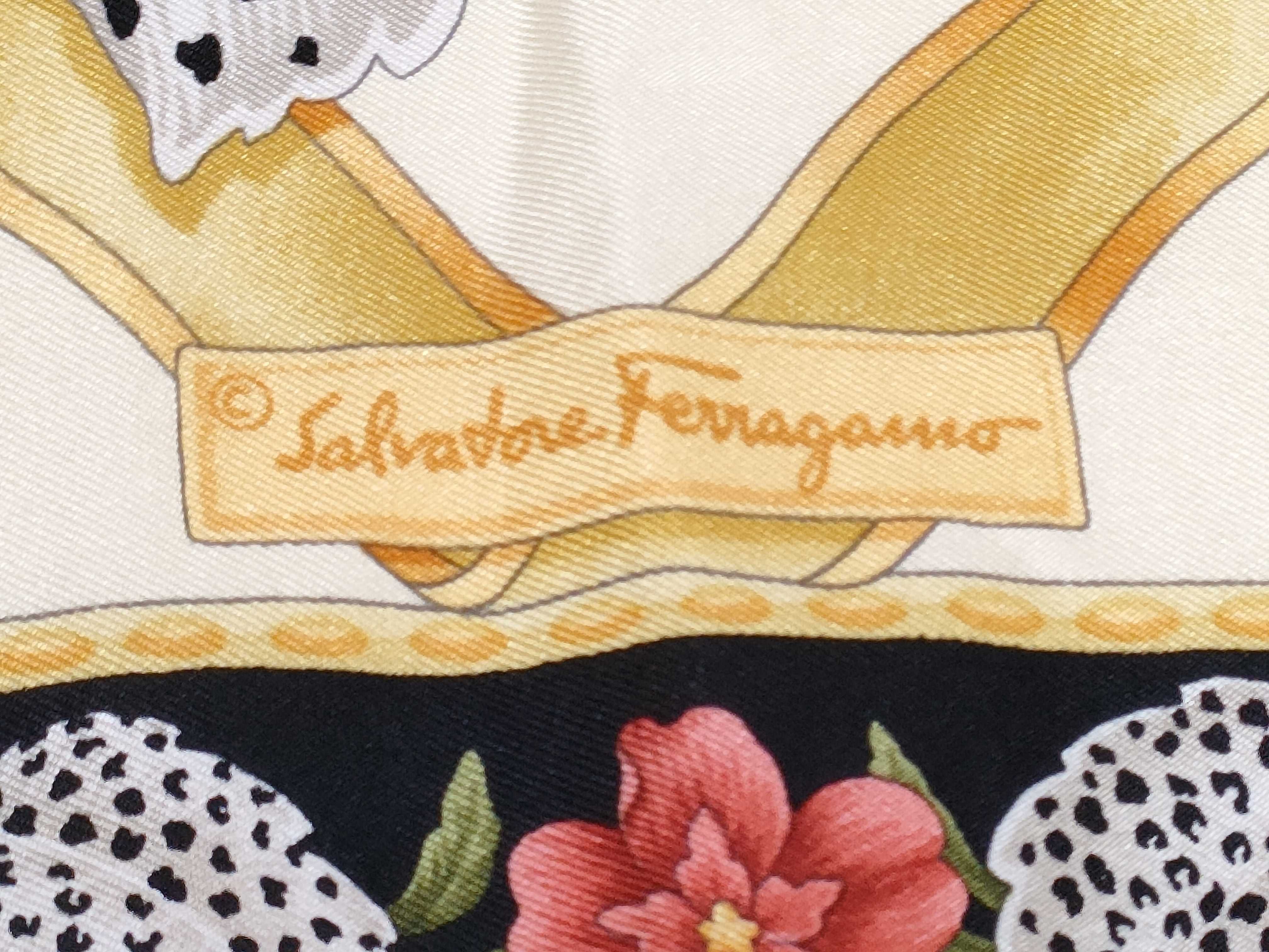 Salvatore Ferragamo Vintage Silk Equestrian Motif Scarf