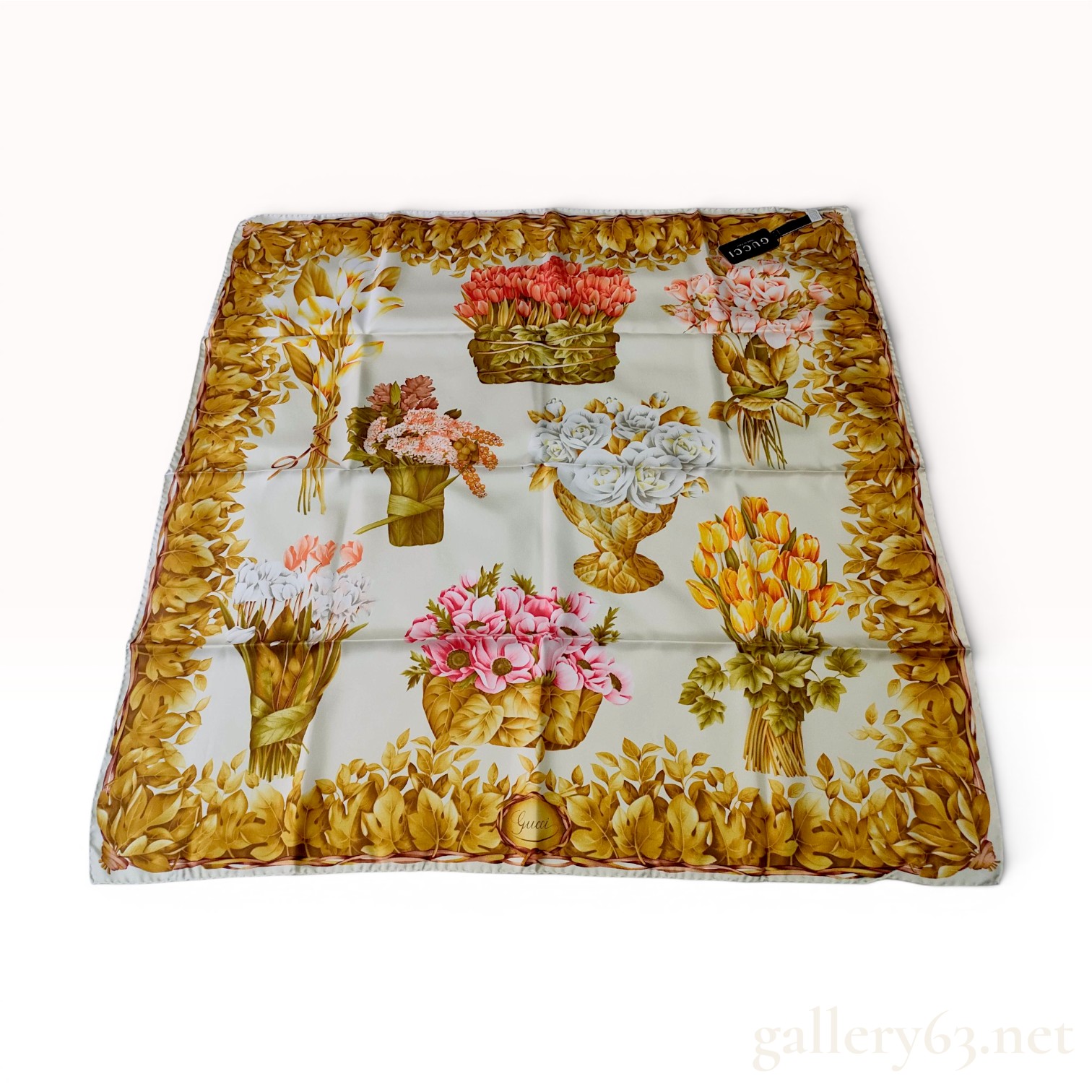 Gucci Floral Bouquet Silk Scarf with Original Box