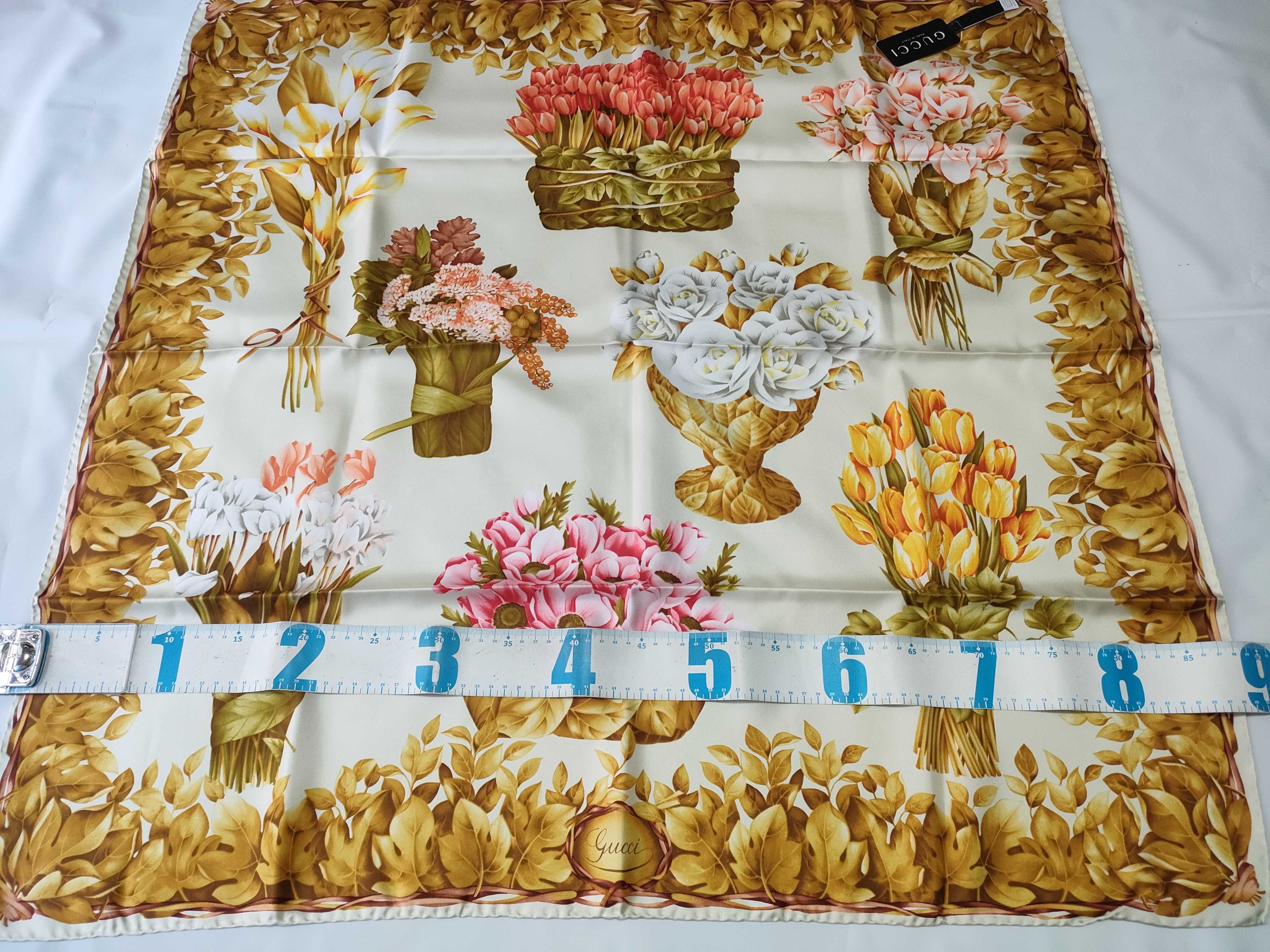 Gucci Floral Bouquet Silk Scarf with Original Box