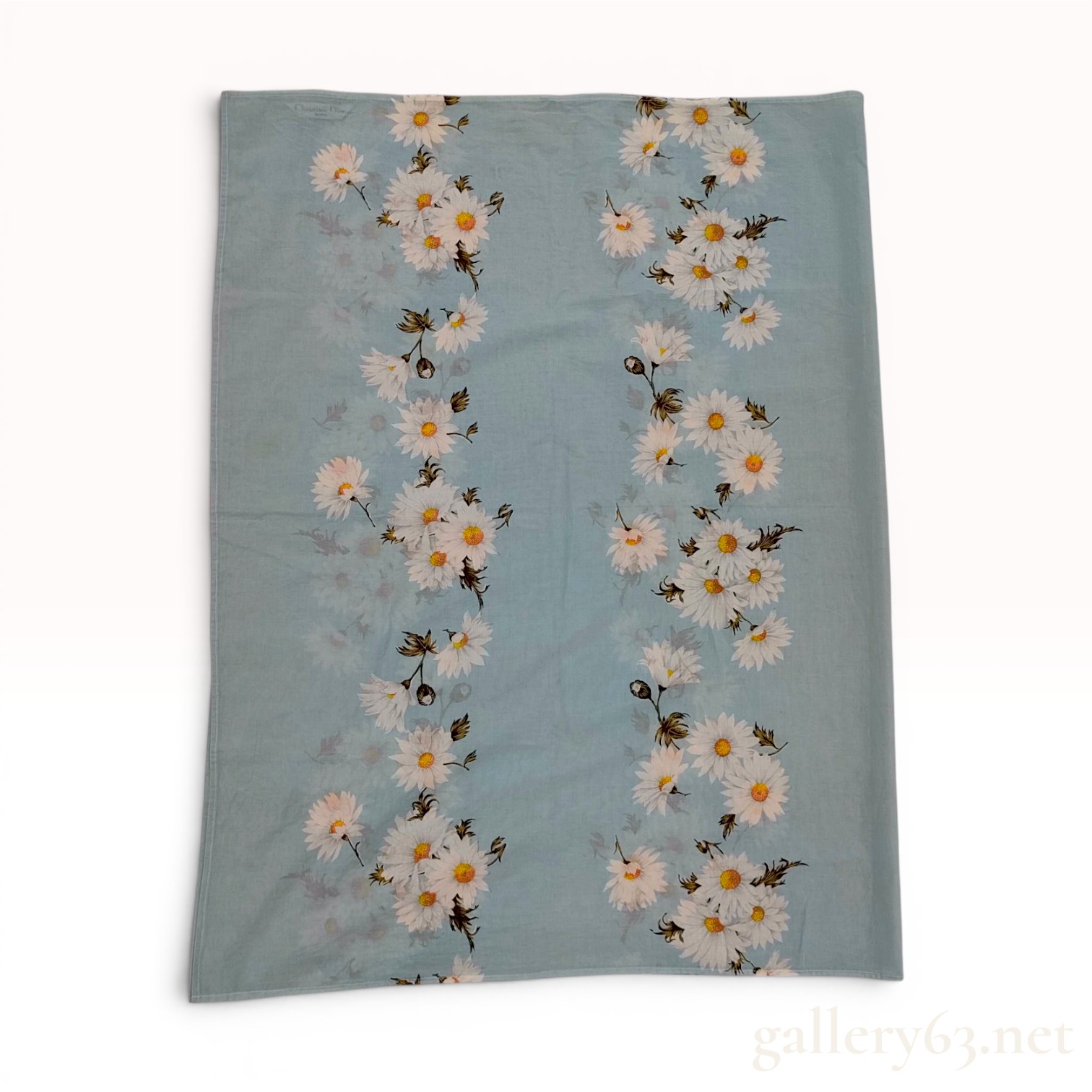 Christian Dior Sports Light Blue Daisy Floral Scarf