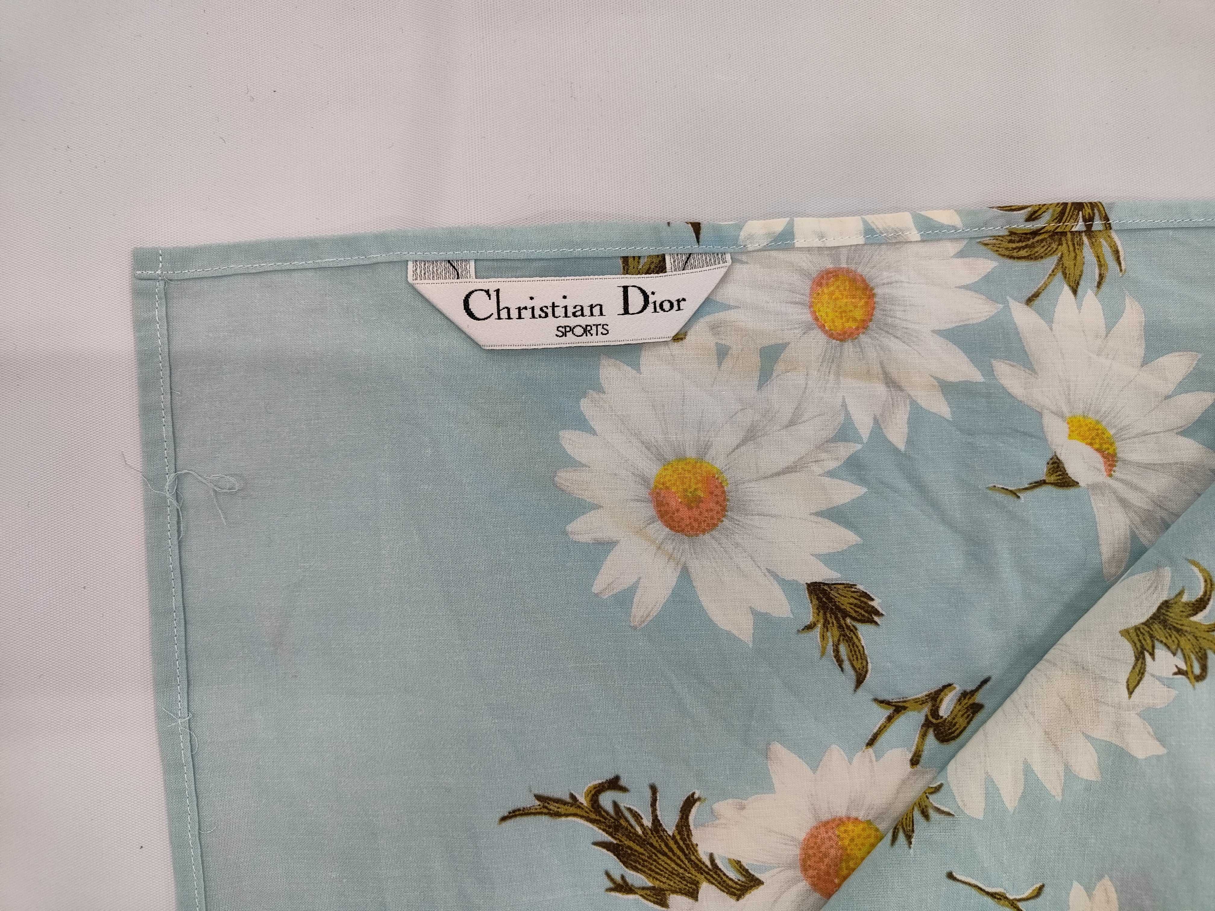 Christian Dior Sports Light Blue Daisy Floral Scarf