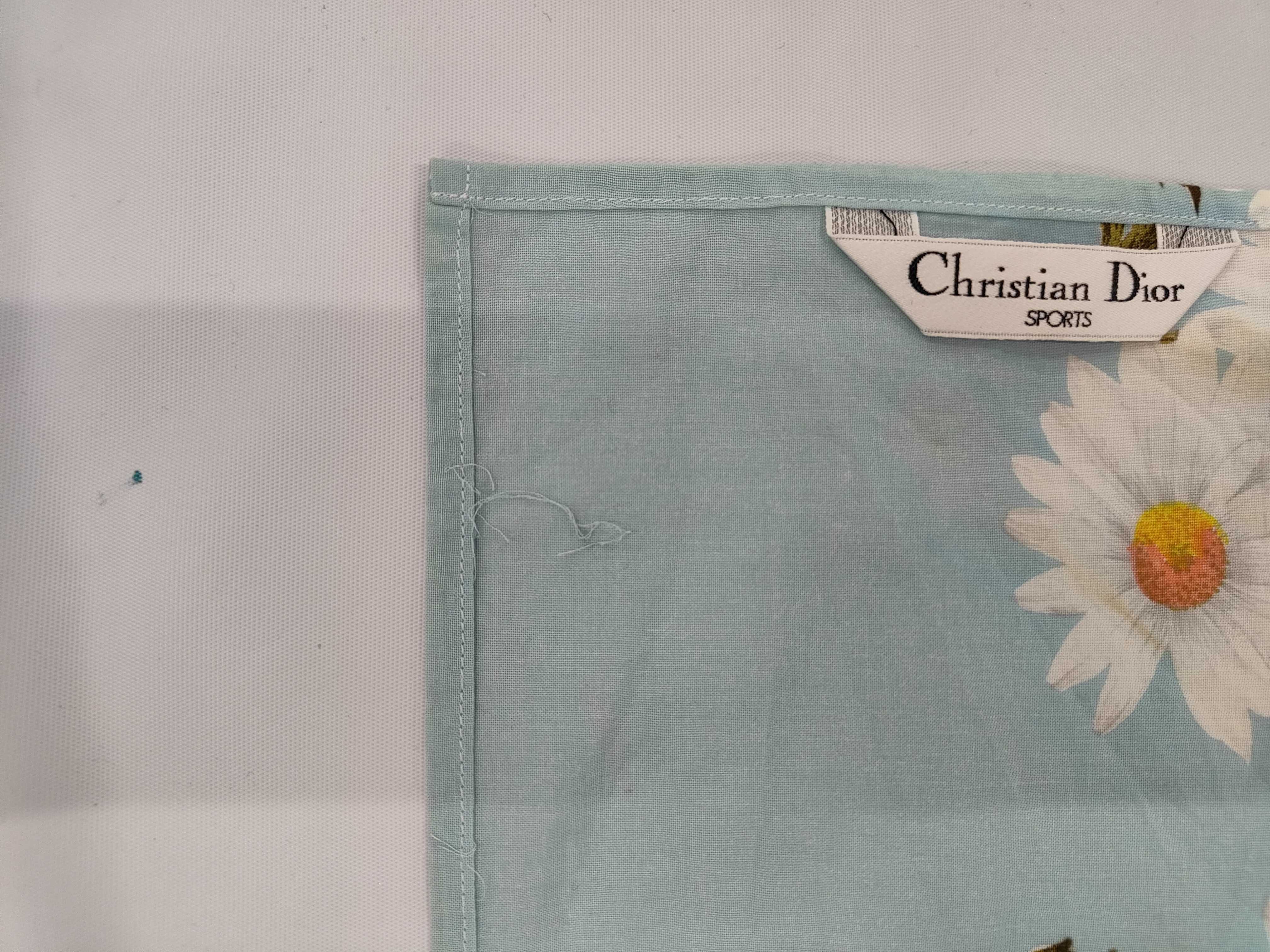 Christian Dior Sports Light Blue Daisy Floral Scarf