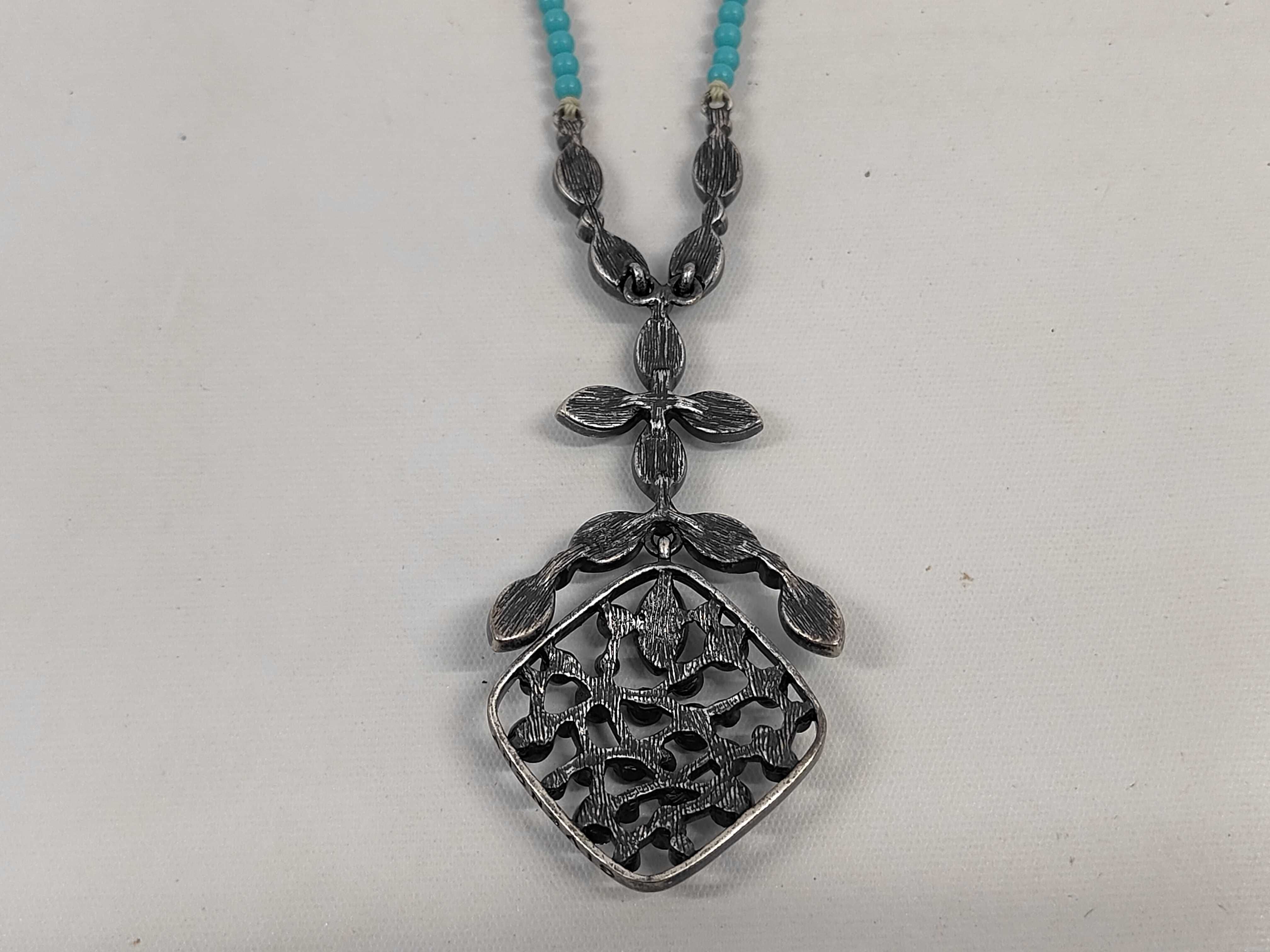 Givenchy Antiqued Silver-Tone and Turquoise-Colored Pendant Necklace