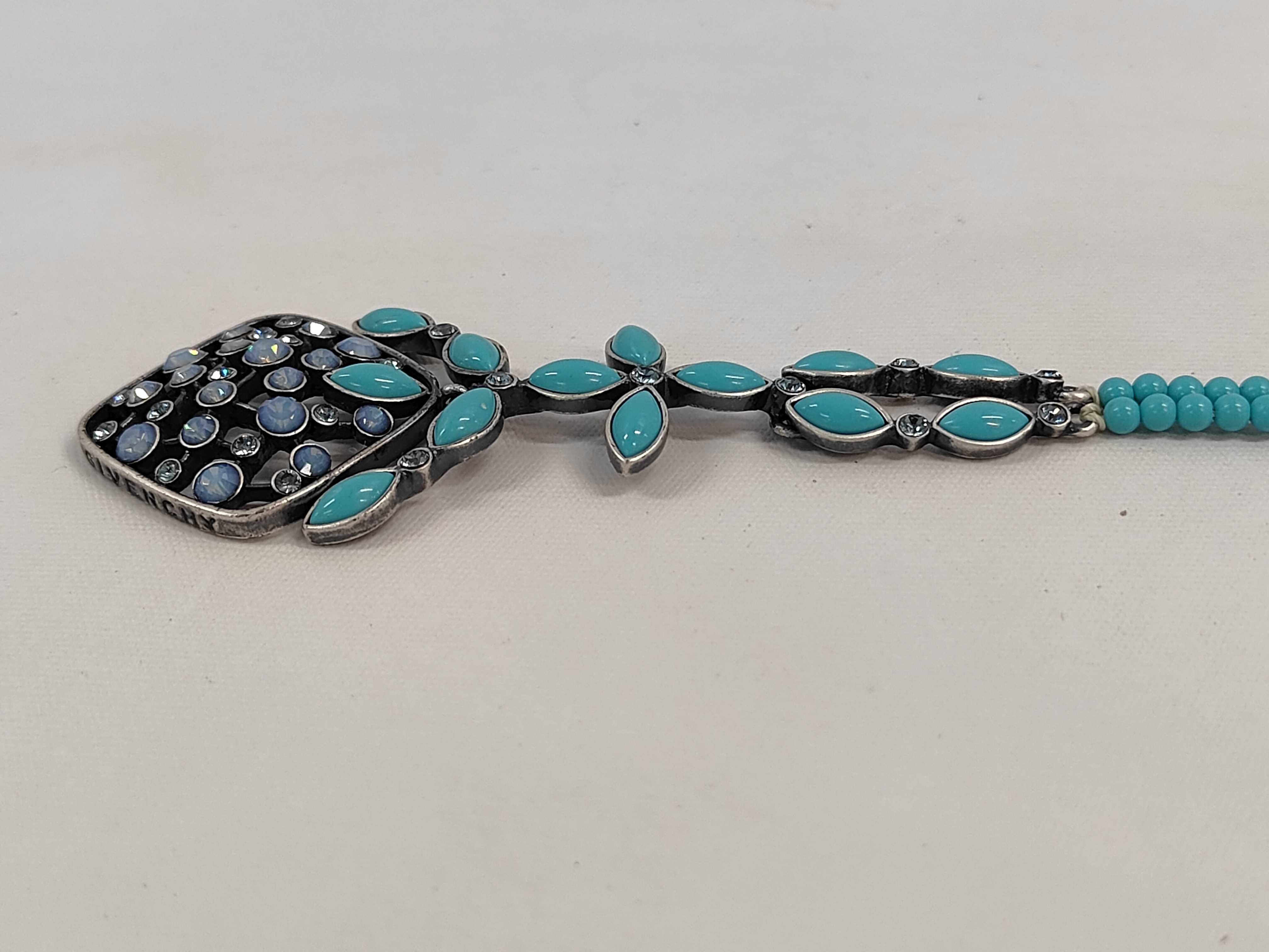 Givenchy Antiqued Silver-Tone and Turquoise-Colored Pendant Necklace