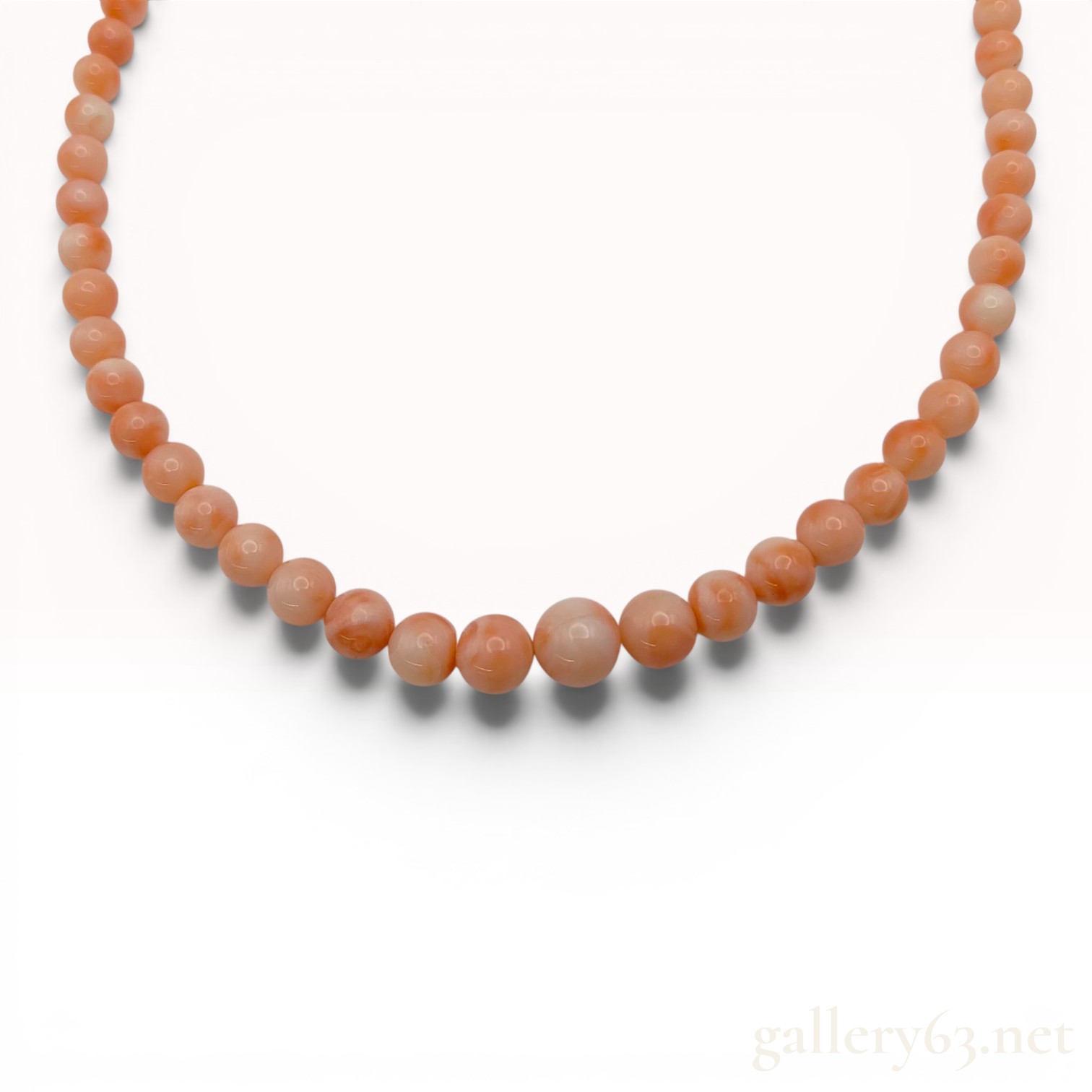 Graduated Natural Pink Angel Skin Coral Bead Necklace with Silver Clasp