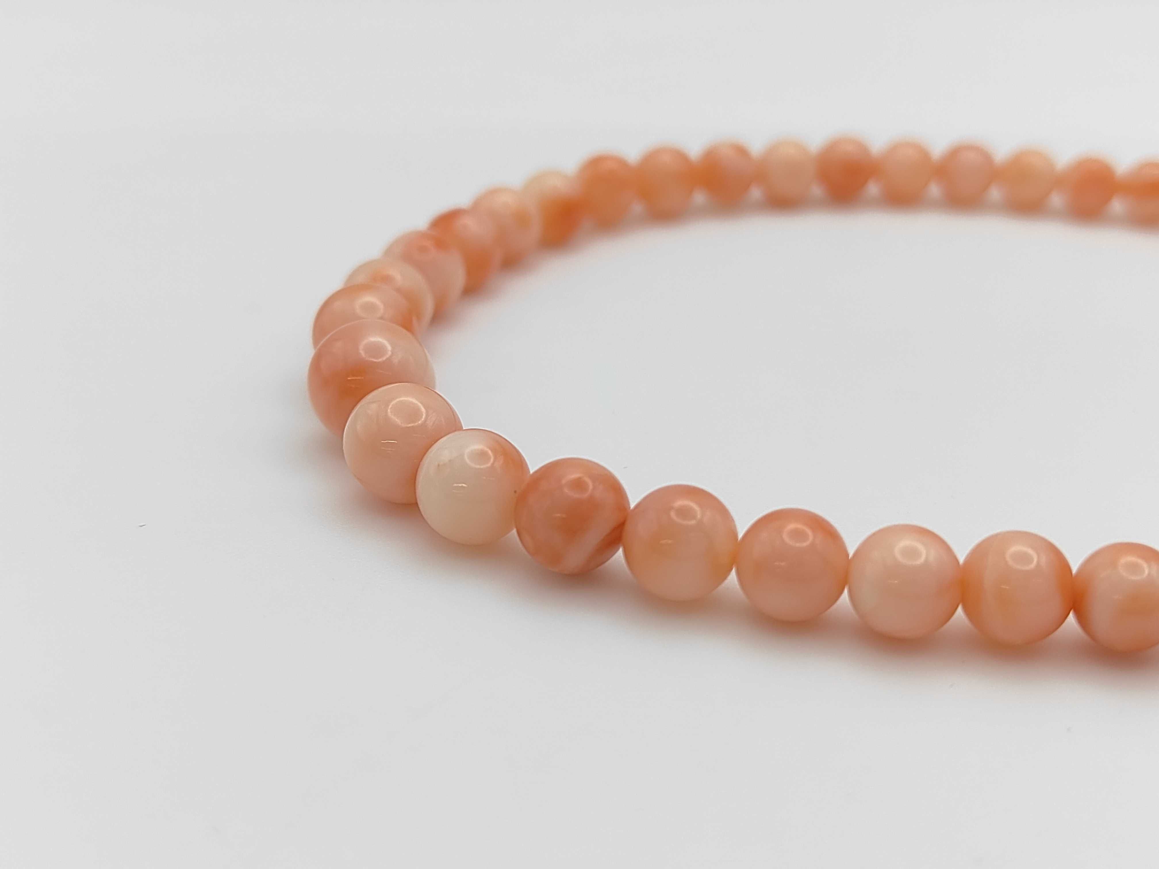 Graduated Natural Pink Angel Skin Coral Bead Necklace with Silver Clasp