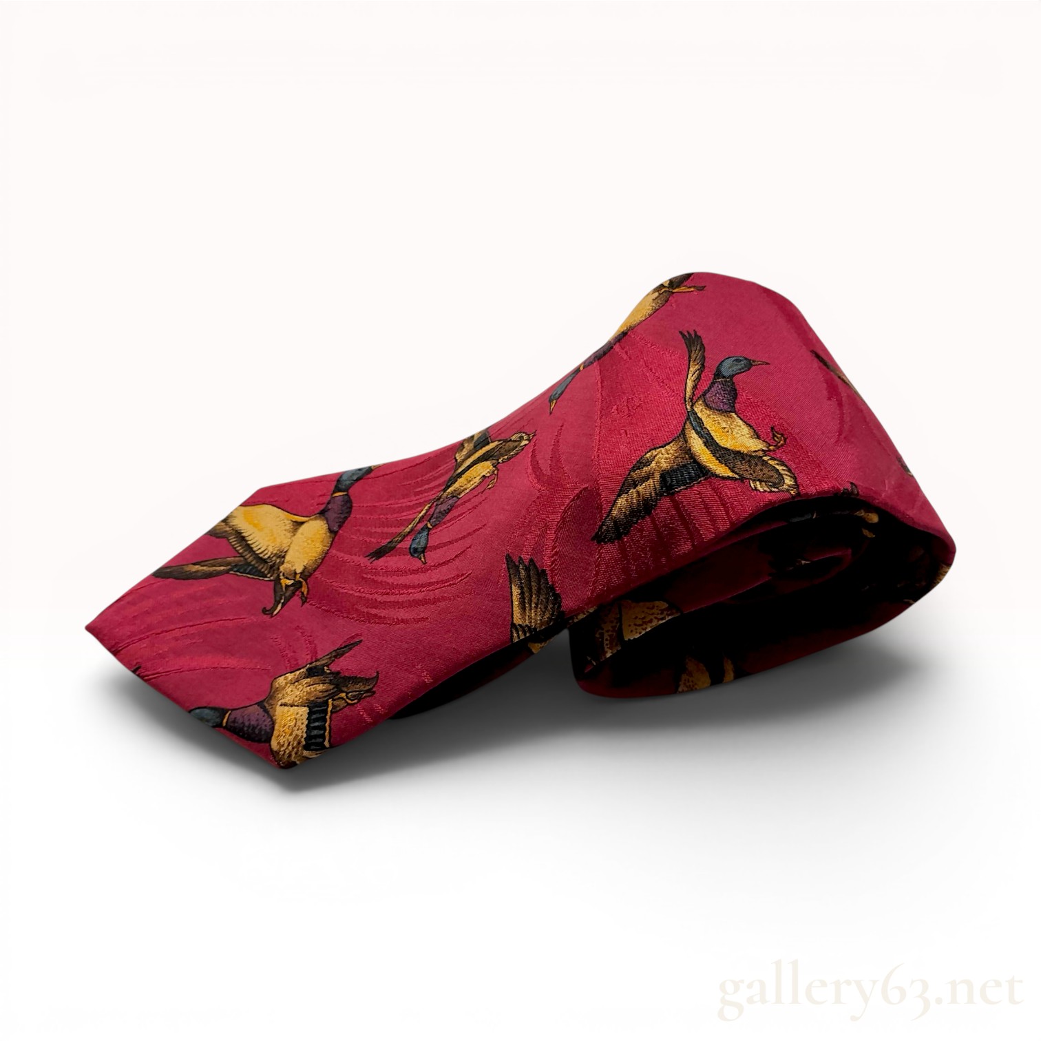 Chaps Ralph Lauren Silk Mallard Duck Motif Necktie