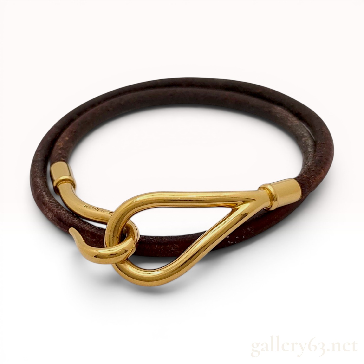 Hermes Jumbo Double-Wrap Leather Hook Bracelet
