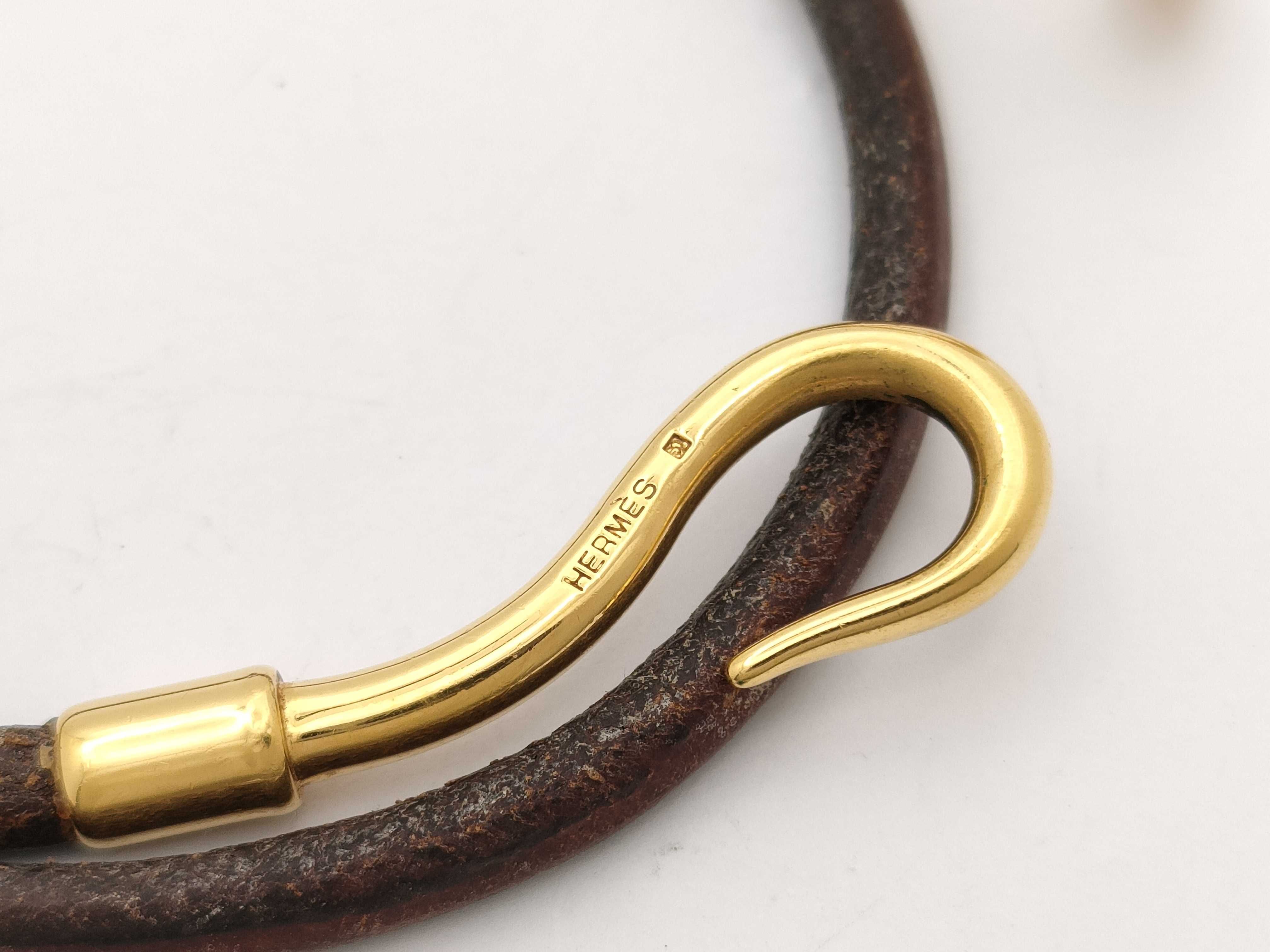 Hermes Jumbo Double-Wrap Leather Hook Bracelet