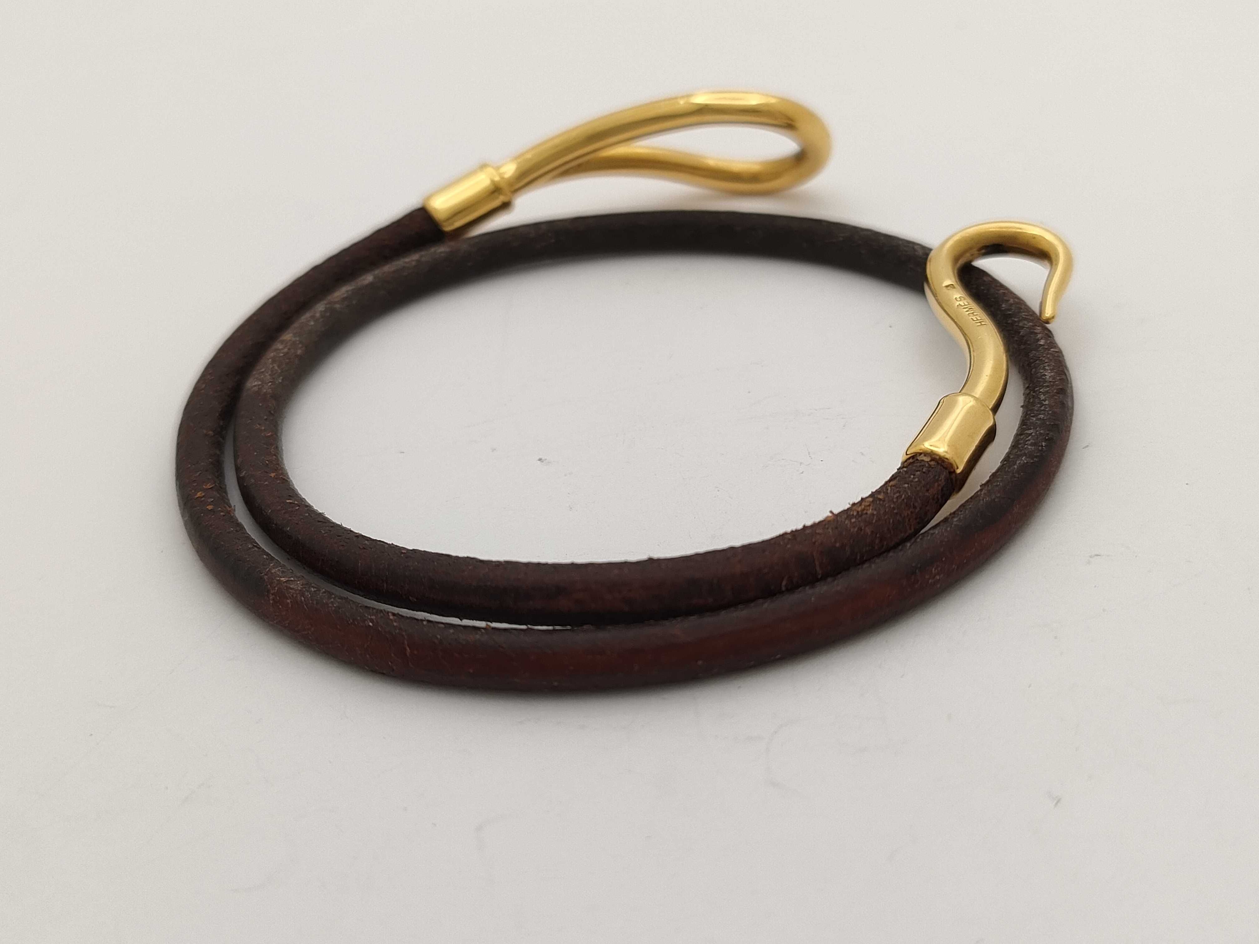 Hermes Jumbo Double-Wrap Leather Hook Bracelet