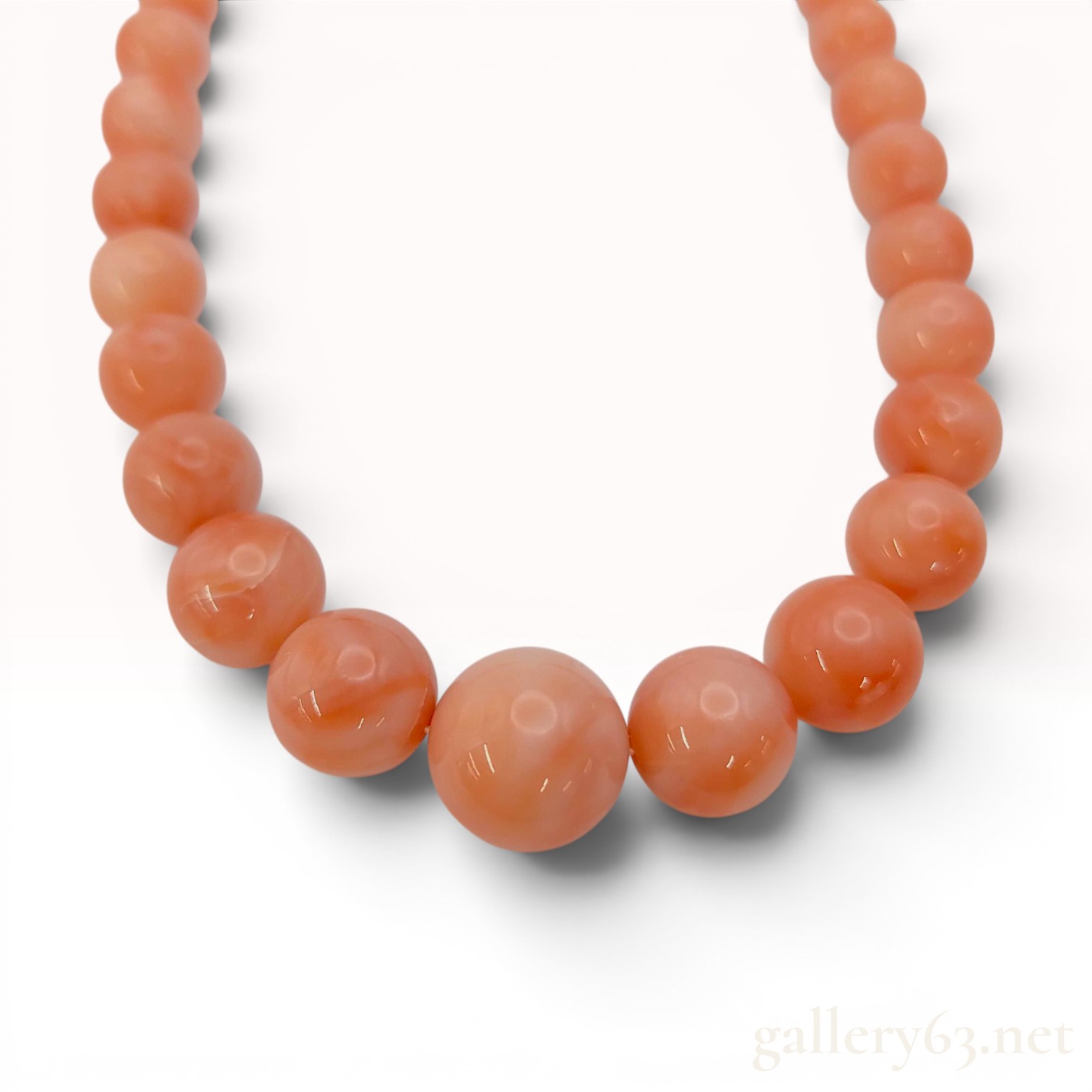 Graduated Salmon Pink Angel Skin Coral Bead Necklace