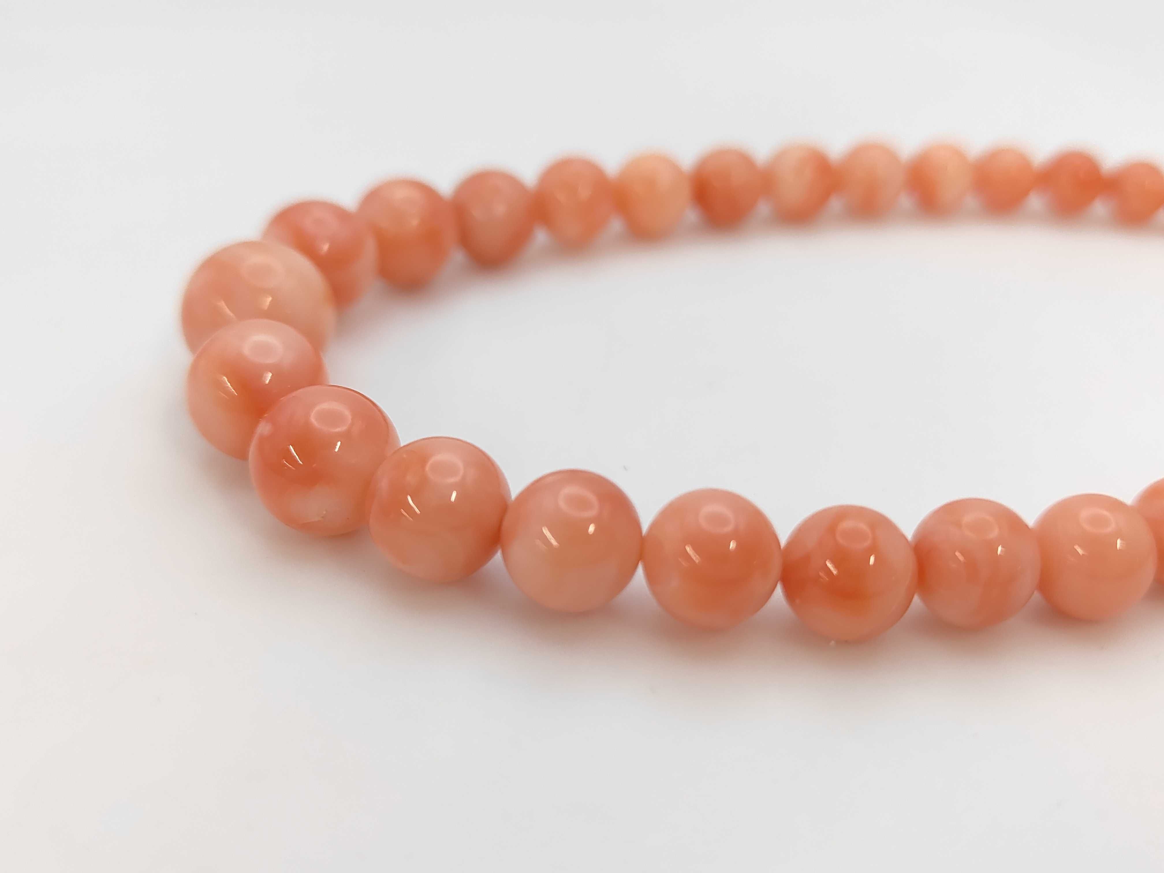 Graduated Salmon Pink Angel Skin Coral Bead Necklace